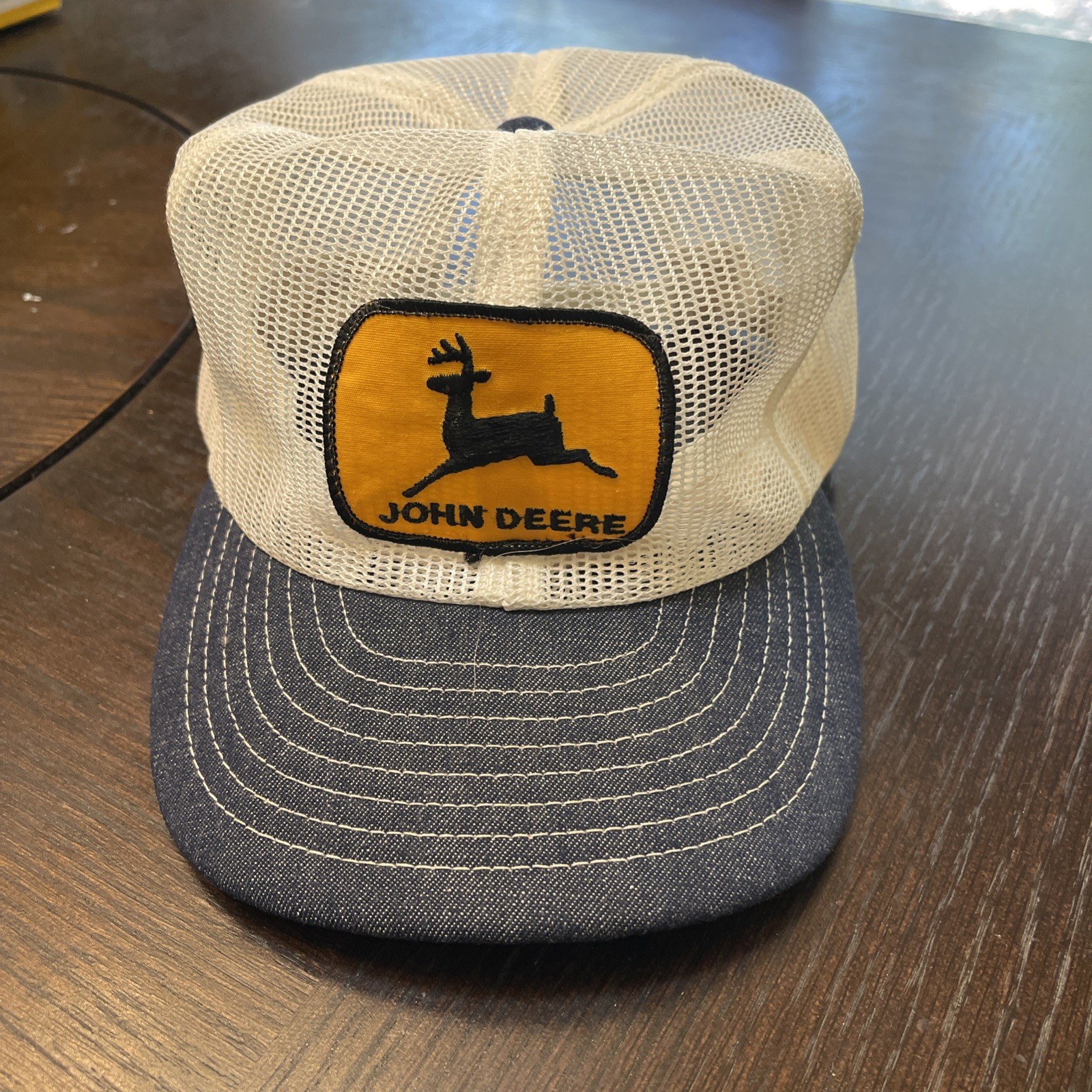 Vintage JOHN DEERE All Mesh Trucker Patch Snapback Cap Hat LOUISVILLE MFG CO USA