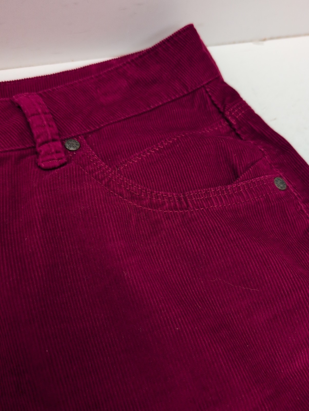 M&S Indigo Collection Corduroy Mini Skirt in Berry Colour Size UK 14 Length 18″.