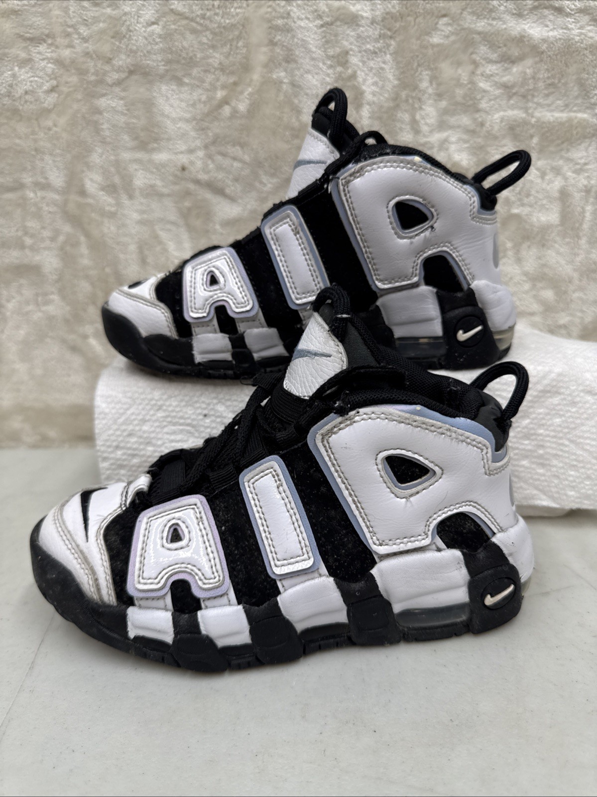 Nike Air More Uptempo PS Black White Kids Sneakers DQ6201-001 Size 13C