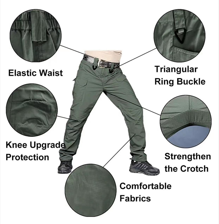 Tactical Cargo Pants Mens Work Pants Combat Outdoor Waterproof Hiking Trousers