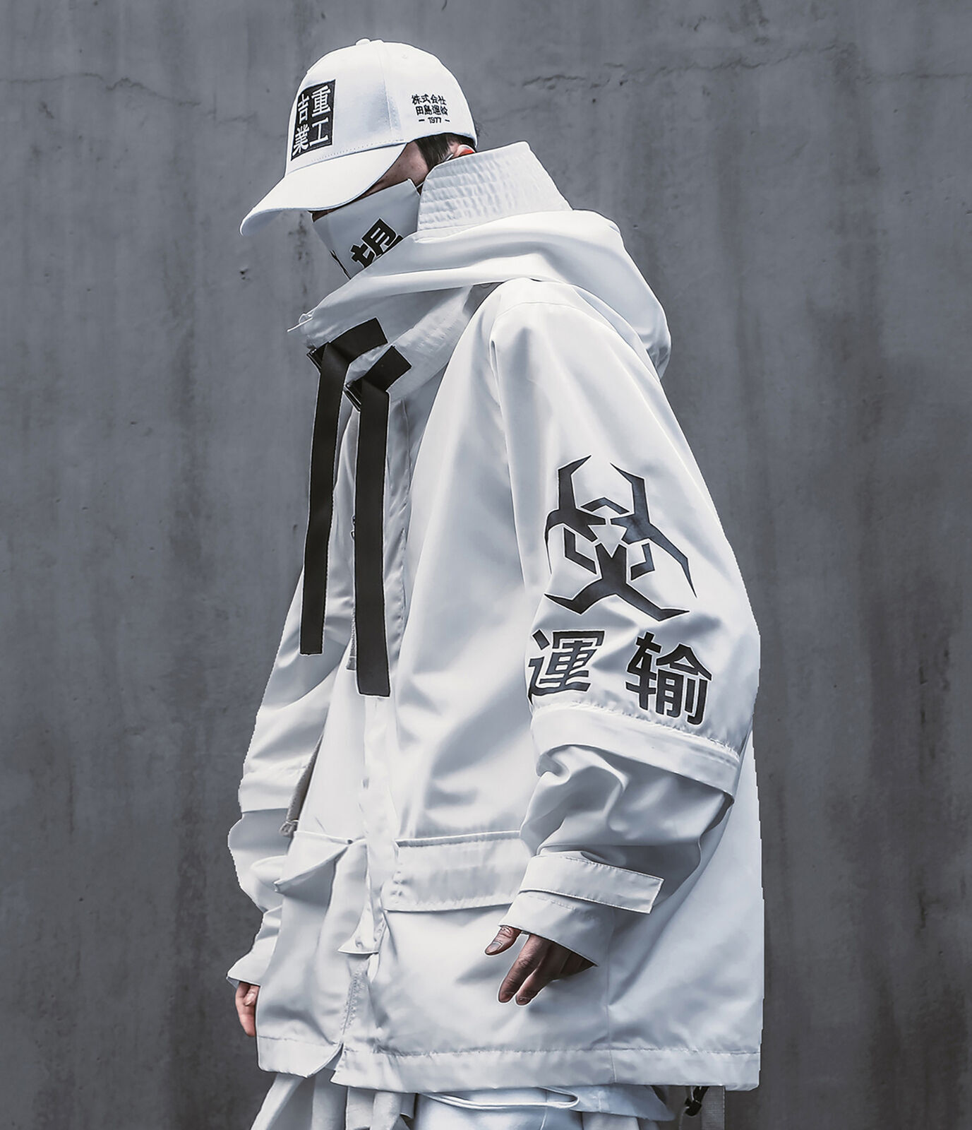 Niepce Techwear Atom Bomb Cyberpunk Windbreaker Urban Hip Hop Hooded Coat Jacket