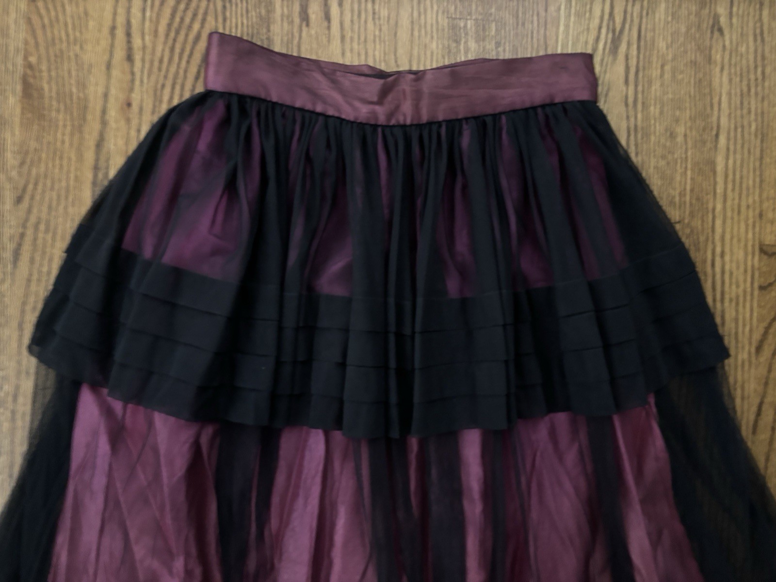 Vintage Chetta B Evenings Tule Layered Black Pink Raspberry Maxi Skirt 10