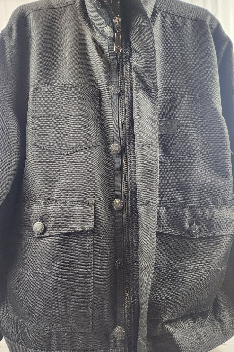 Blouson Style Jacket In Black By TFG & Co., Full Zip/Button/Pockets, Men’s 2XL