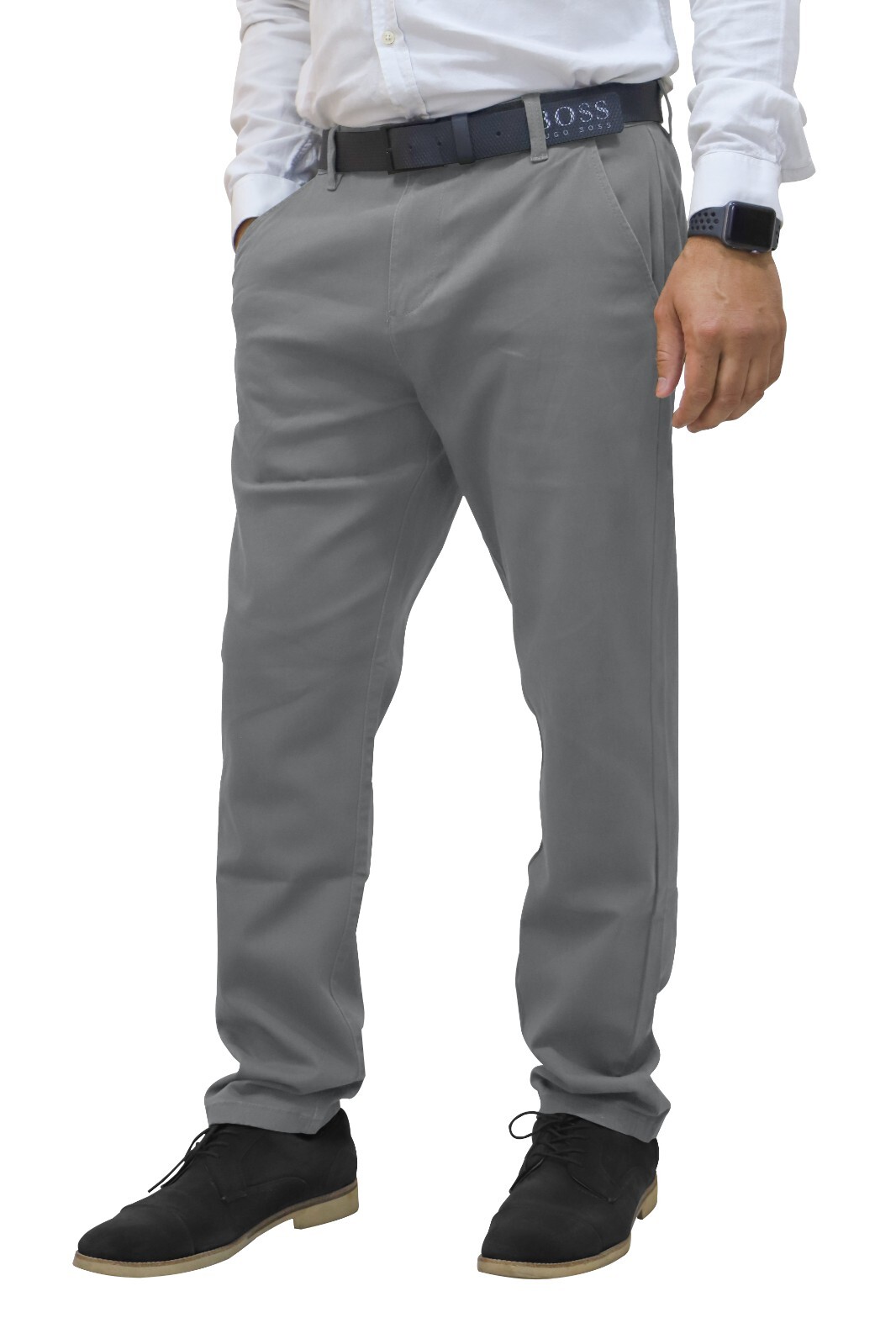 Mens Chino Pants Regular Fit Flat-Front Casual Stretch Relaxed Cotton Trouser