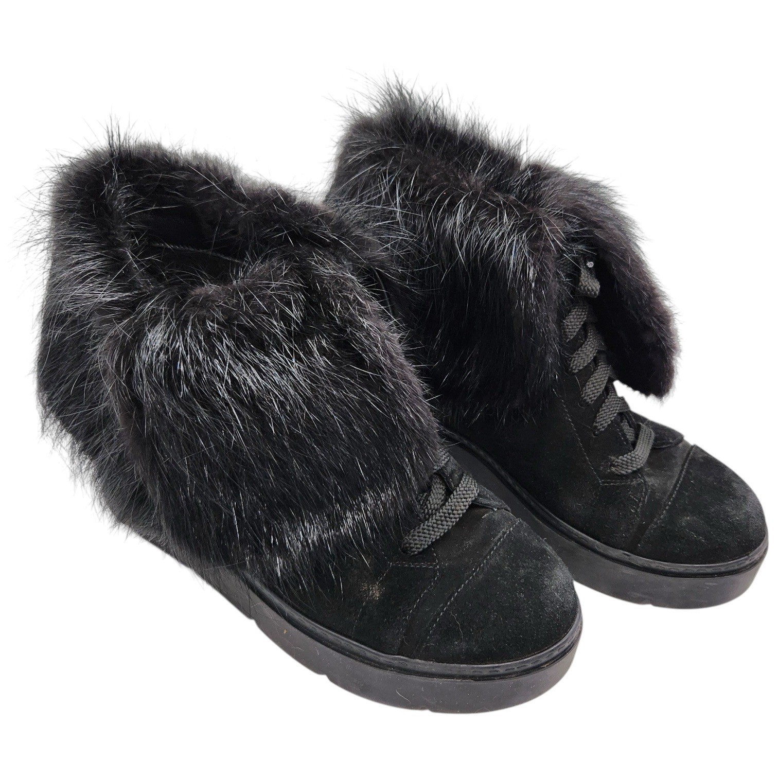 Litvin Mukluk Fur Cuff Platform Ankle Boots Booties 40 US 10 Mall Goth Festival