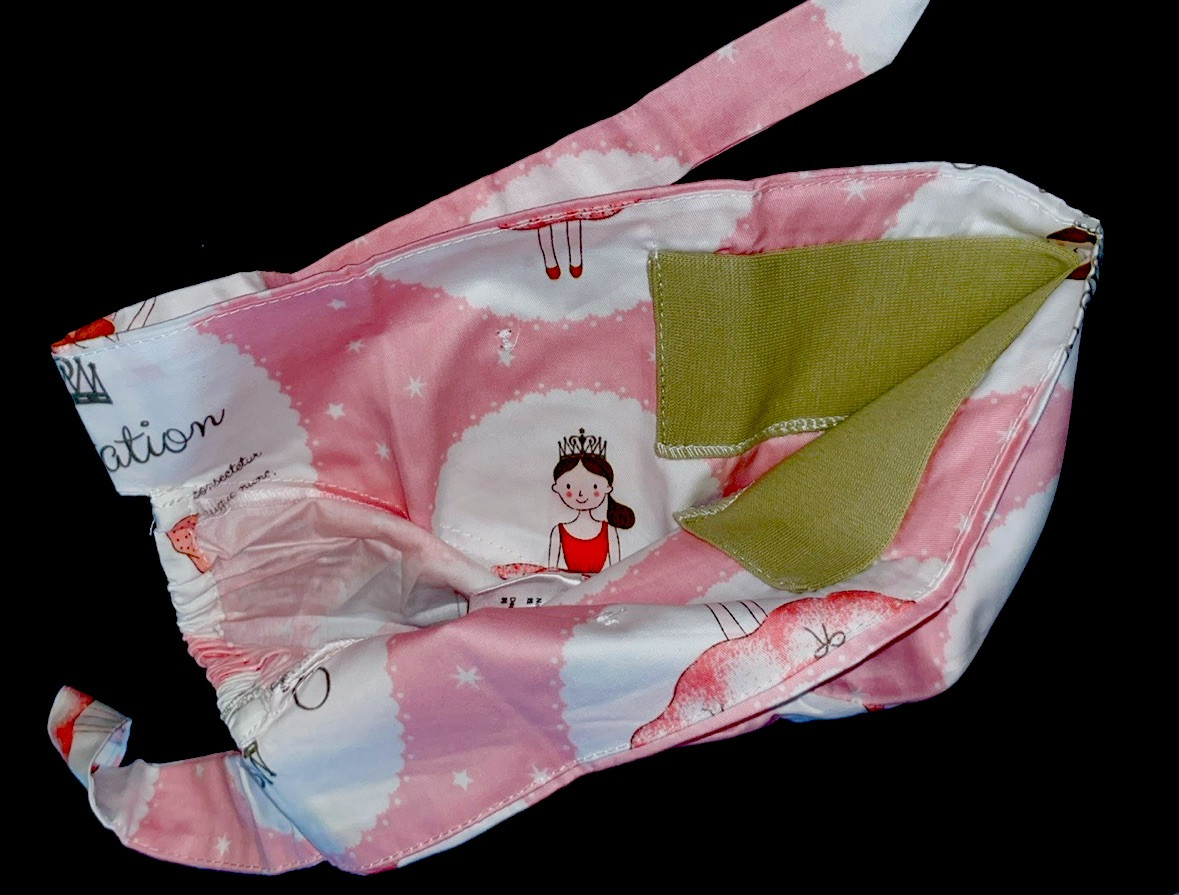 NEW, never worn pink ballerina scrub cap- built in forehead sweatband/ buttons