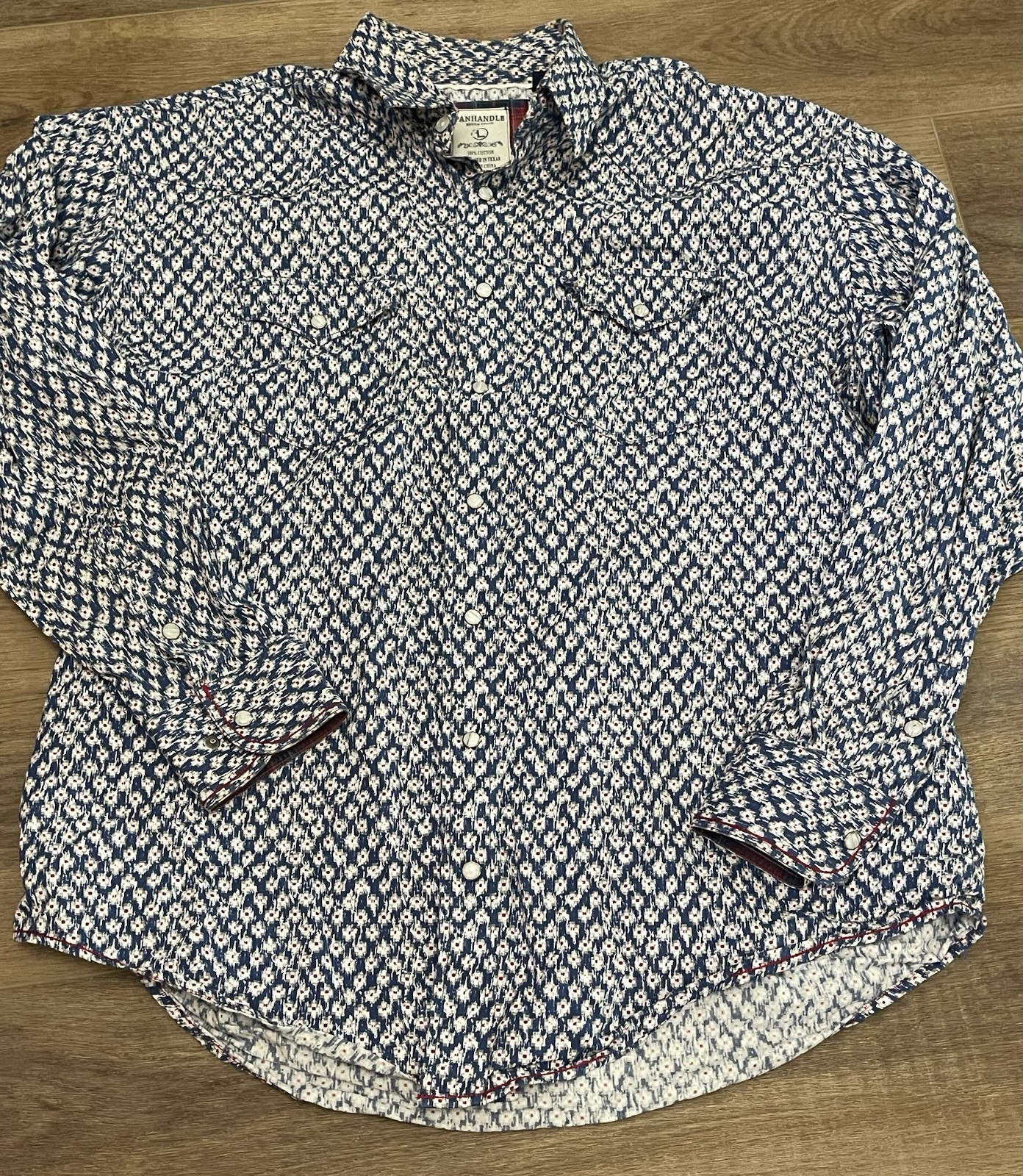 Panhandle Rough Stock – Pearl Snap western- 100% Cotton Made In Texas Large Mens