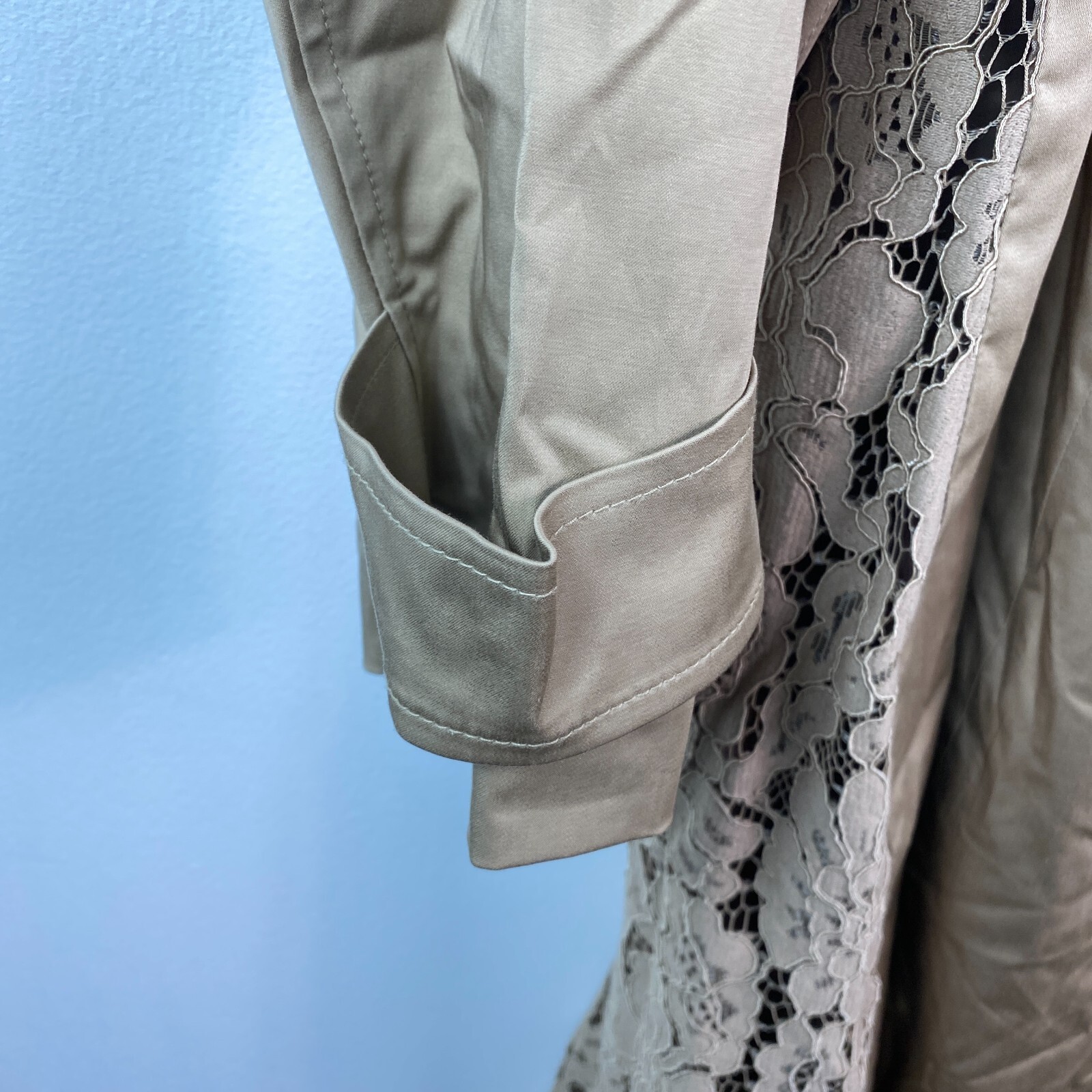 INC Womens Plus 0X Doe Tan Lightweight Lace Back Spring Trench Coat NWT BD35