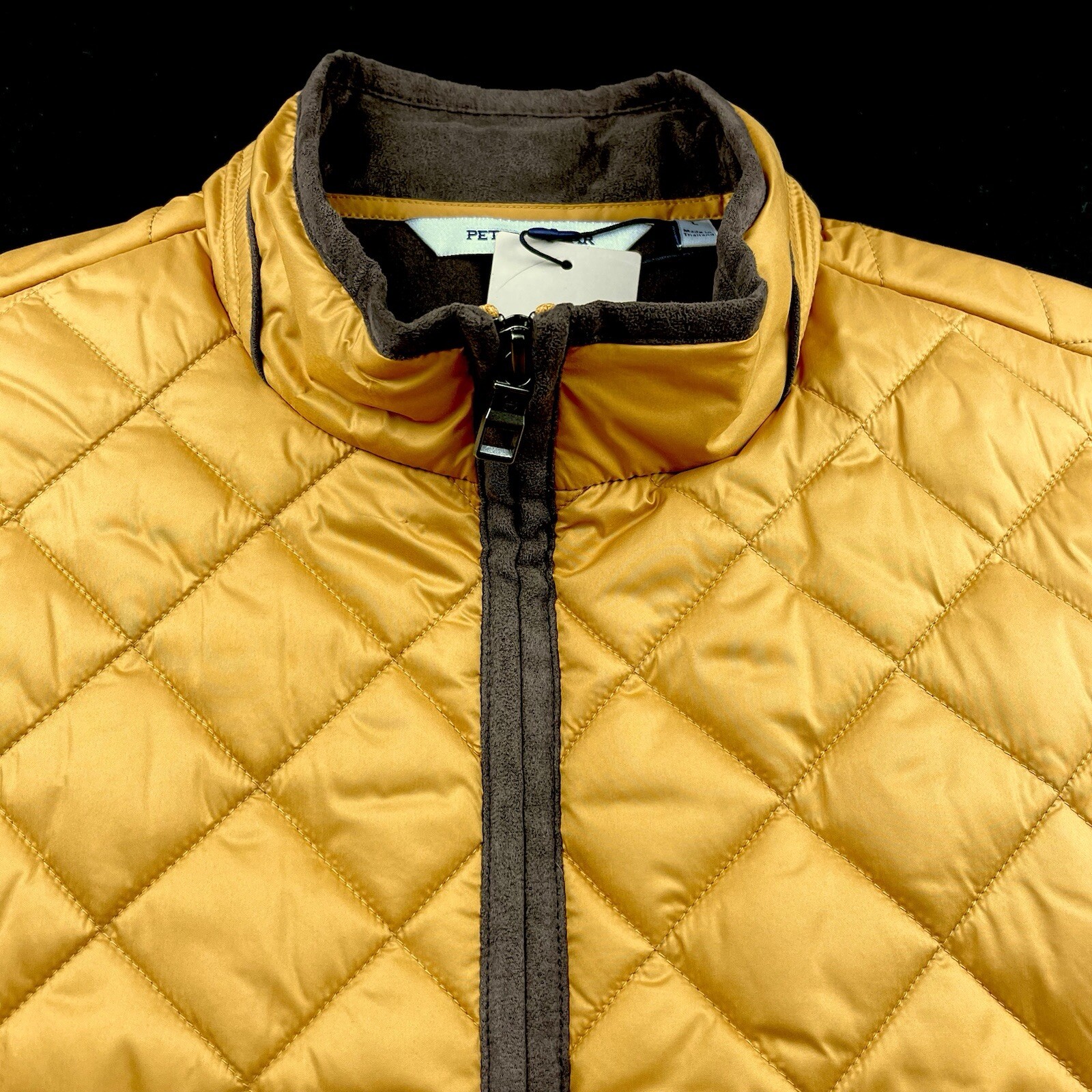 Peter Millar Crown Essex Full Zip Quilted Puffer Vest Jacket Dijon Medium $230