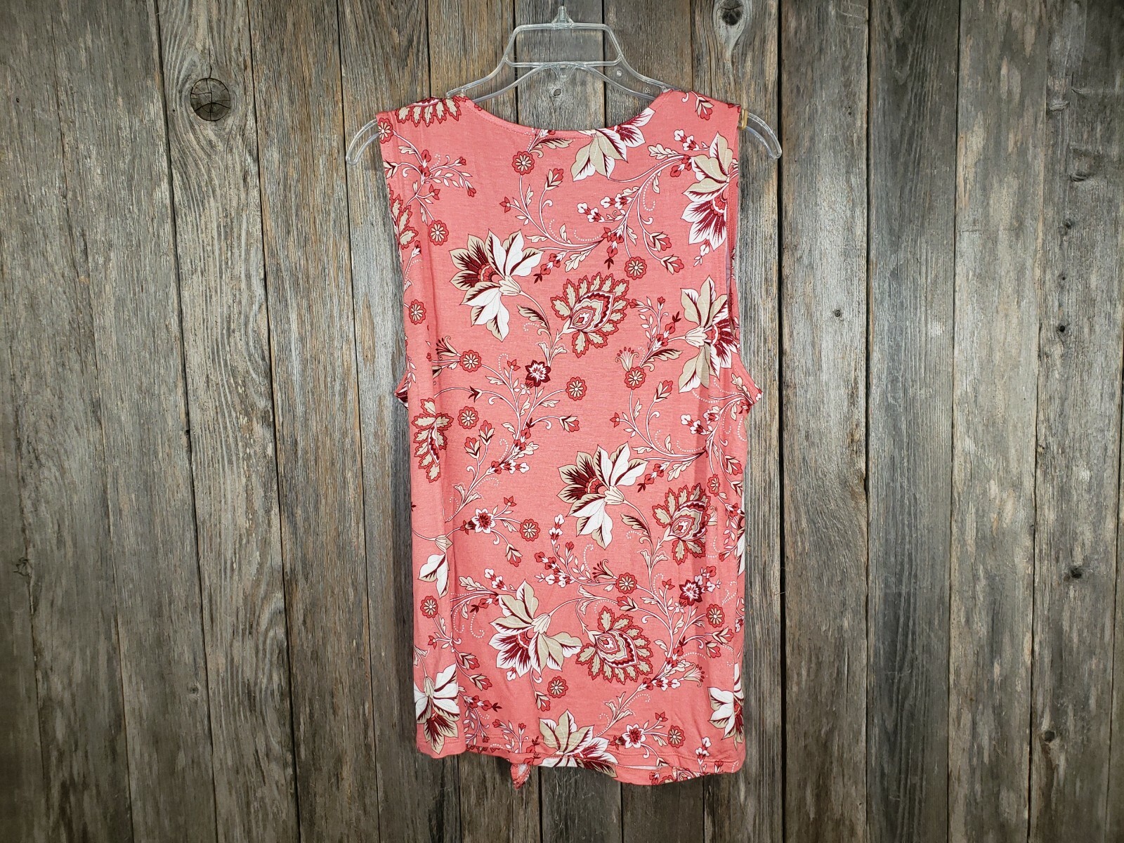 NEW Loft L Top Pink Floral Knit Wrap Tie Tank Cottage Coquette Boho Bloom Garden