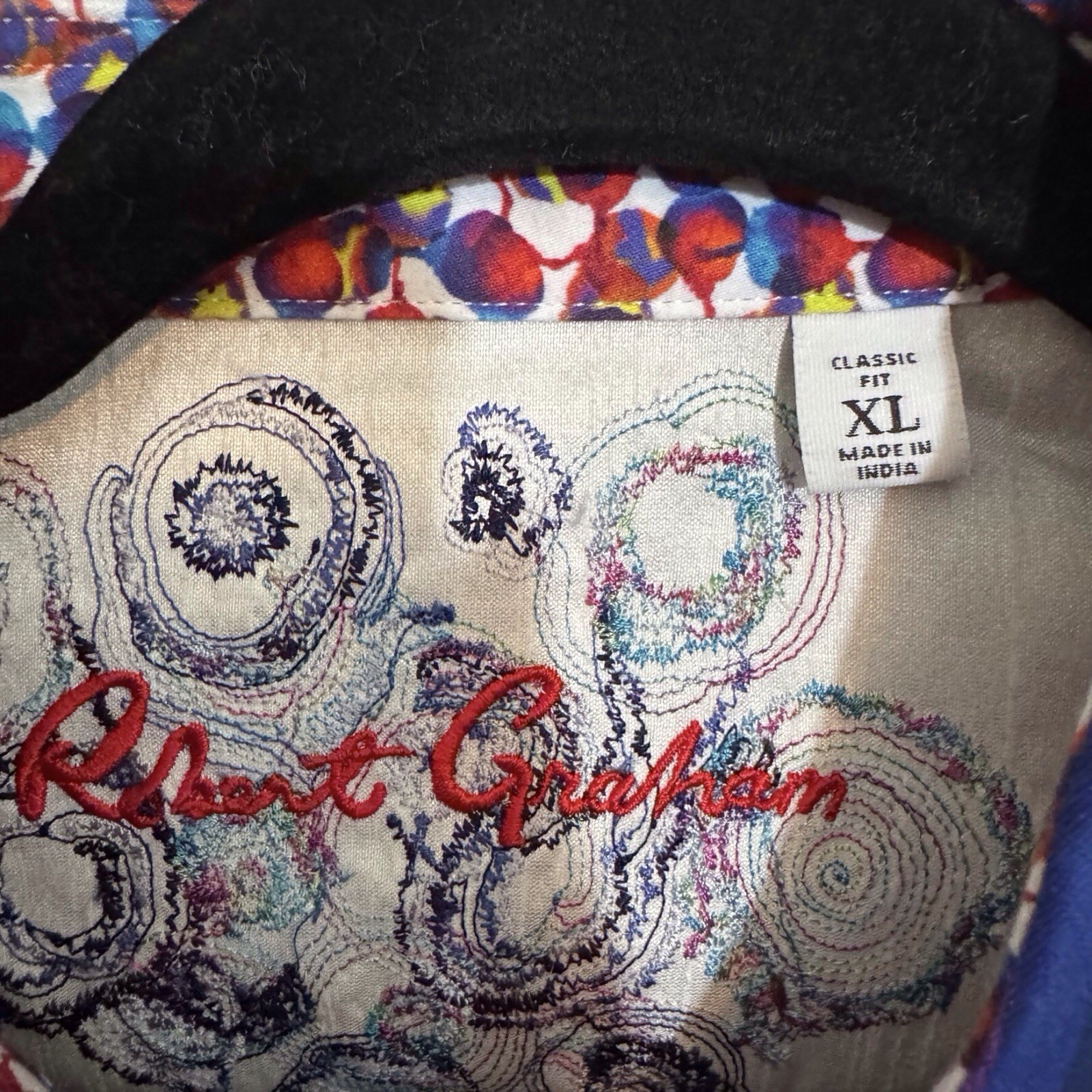 Robert Graham X-Large Button Up Shirt Flip Cuff Plaid Check Abstract Collared