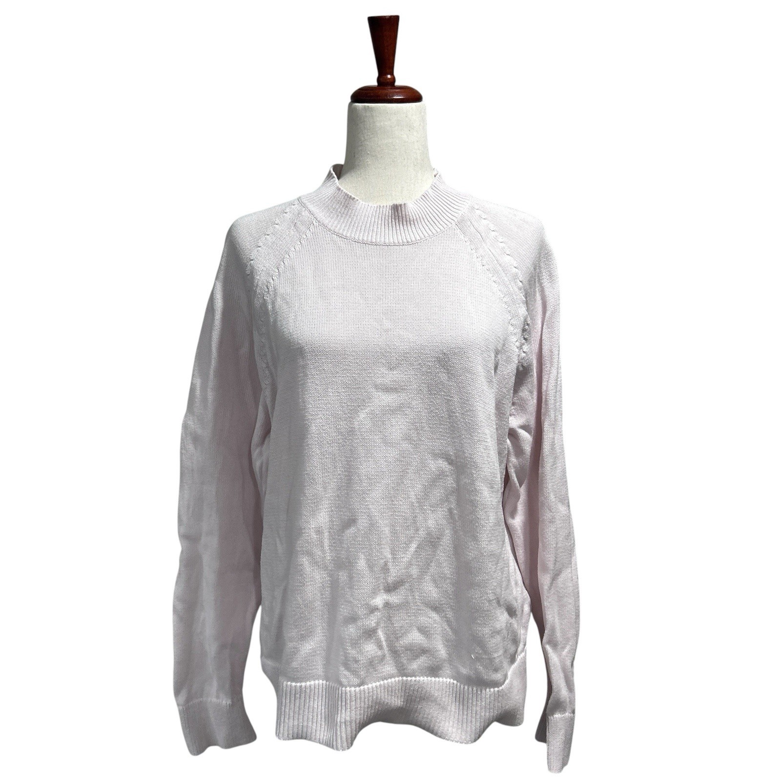 Quince Sweater Medium Women’s Off White 100% Organic Cotton Mockneck Pullover