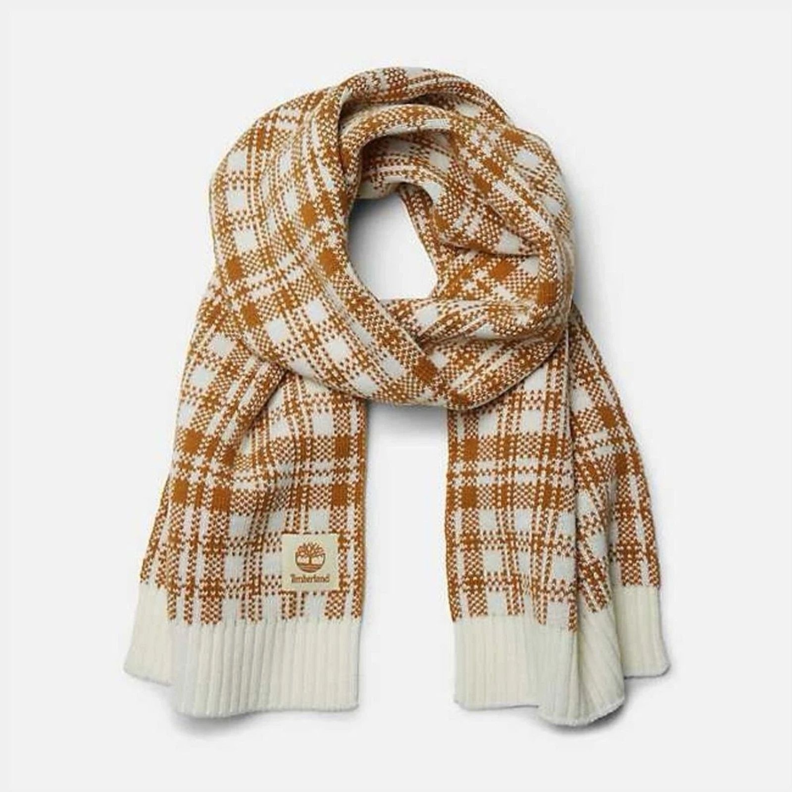 Timberland Wheat Plaid Double-Faced Knit Scarf