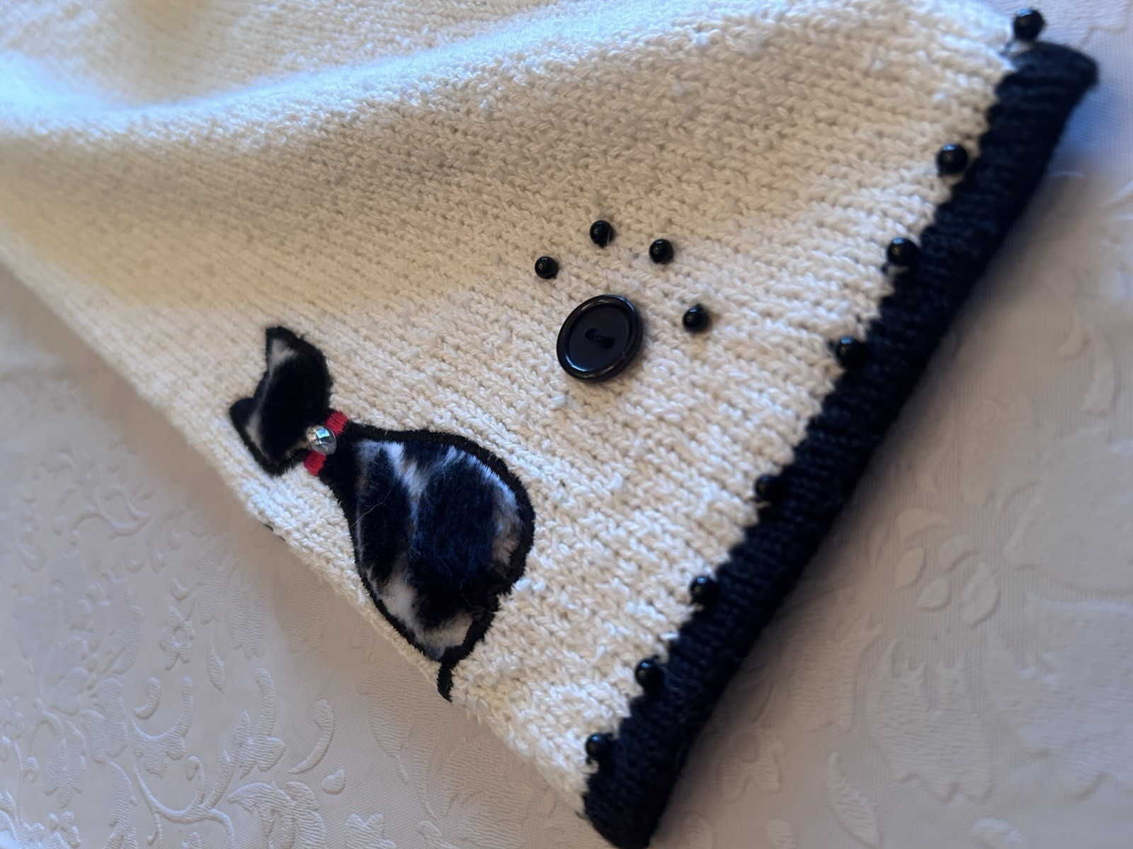 TimberLea Beaded Cat Cardigan Sweater (Women) — CUTE And Well Made! NWT