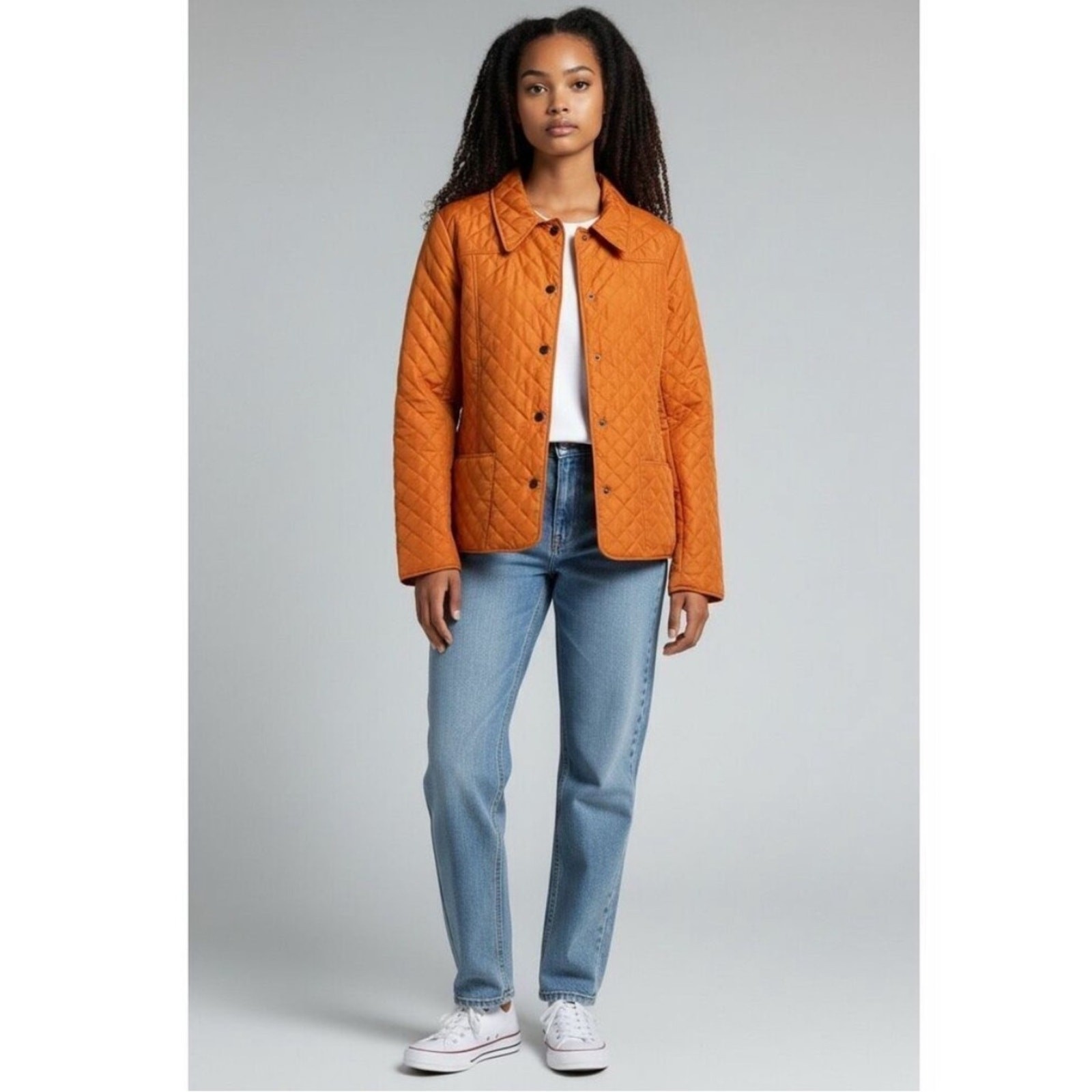 G.H. BASS & CO. Quilted Barn Jacket in Bright Orange with Pockets