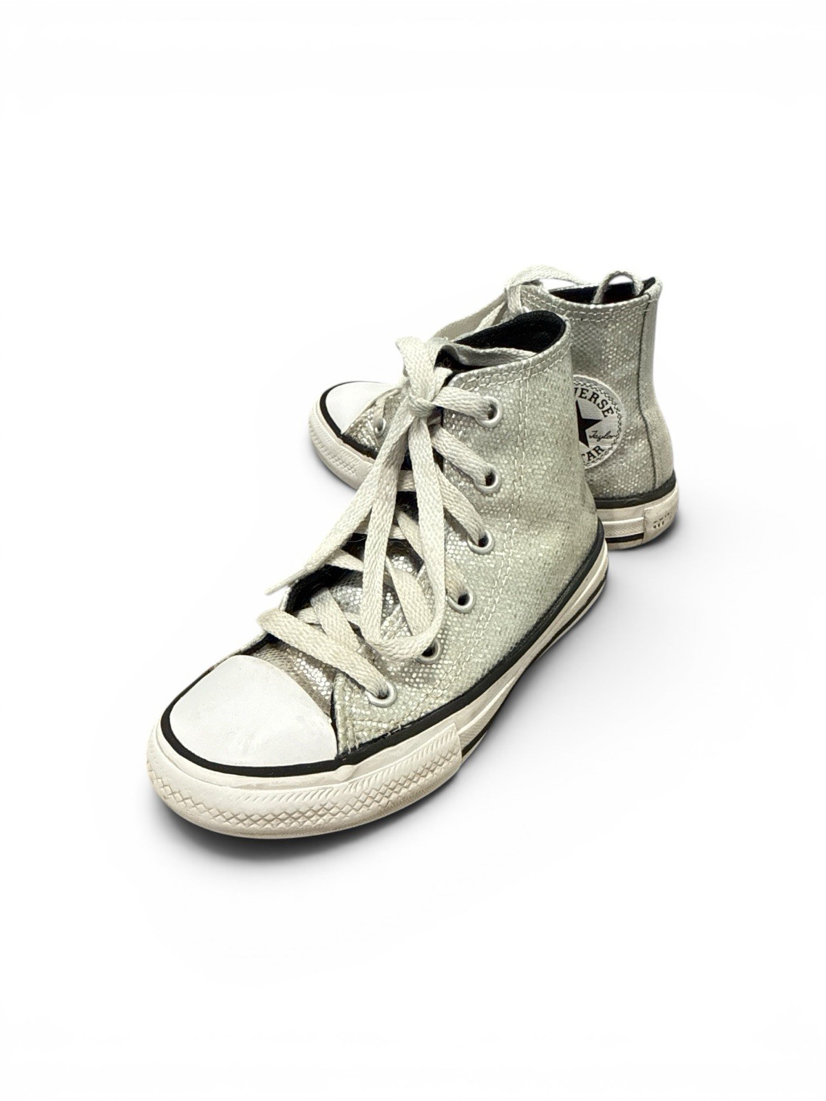 Converse sz 11 kids Chuck Taylor All Star Glitter Silver/Ash Stone/Black