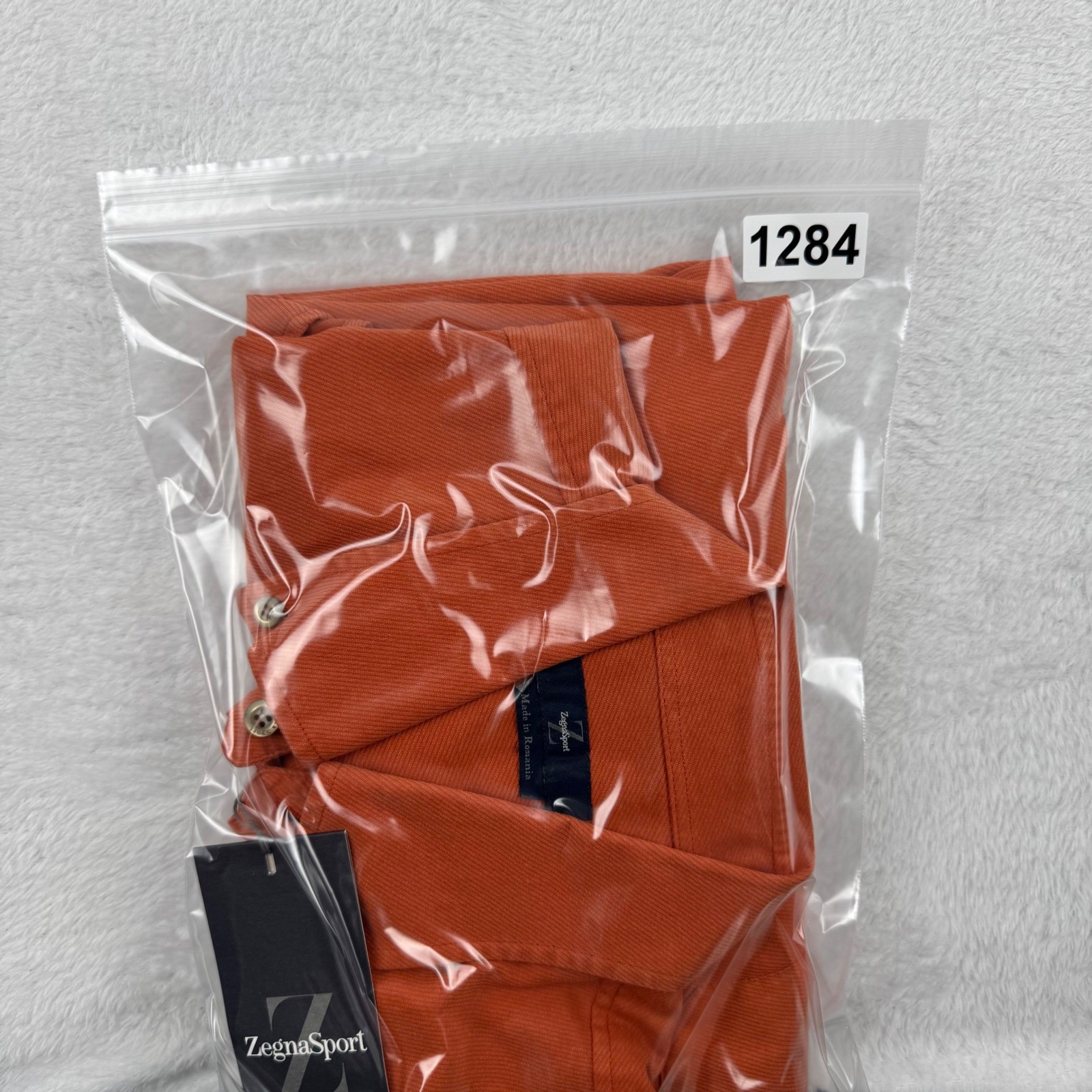 New With Tags Zegna Sport Button Down Shirt Mens XL Orange Long Sleeve Twill NWT