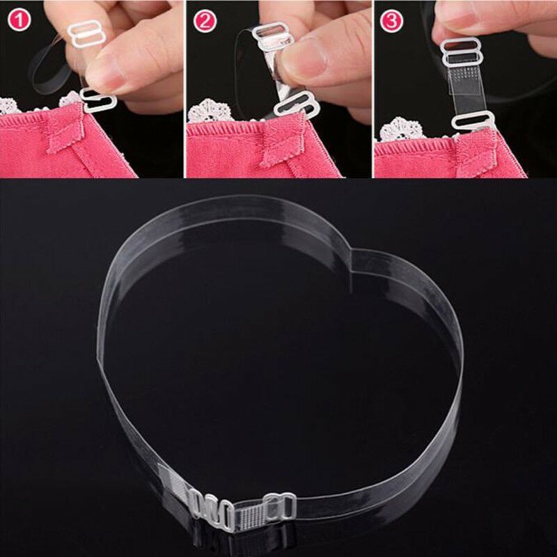 2 Pack Clear Adjustable Invisible Bra Straps 15mm Removable Shoulder Straps