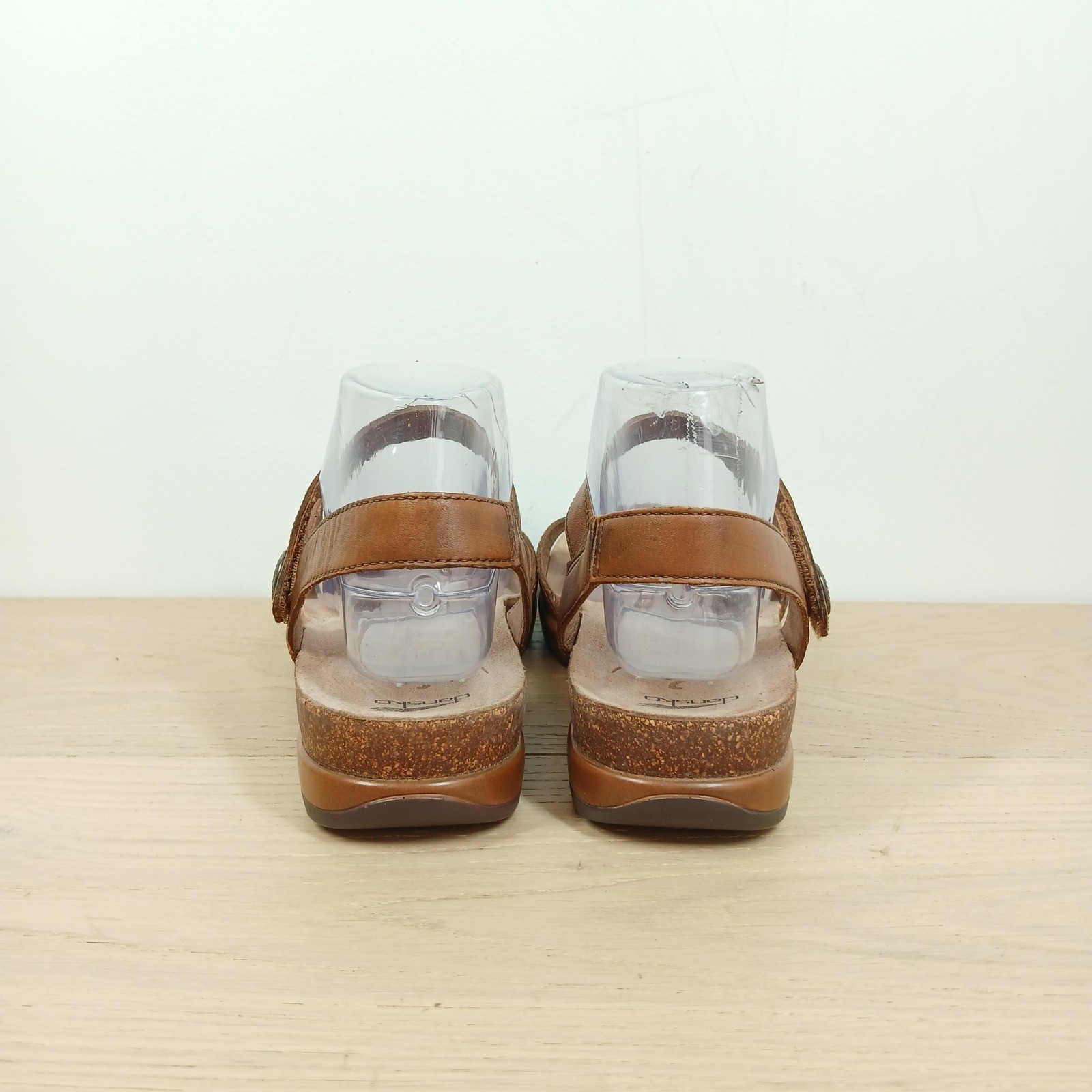Dansko Wedge Sandals Women’s 9.5 Reece Tan Brown Leather Floral Laser Cut