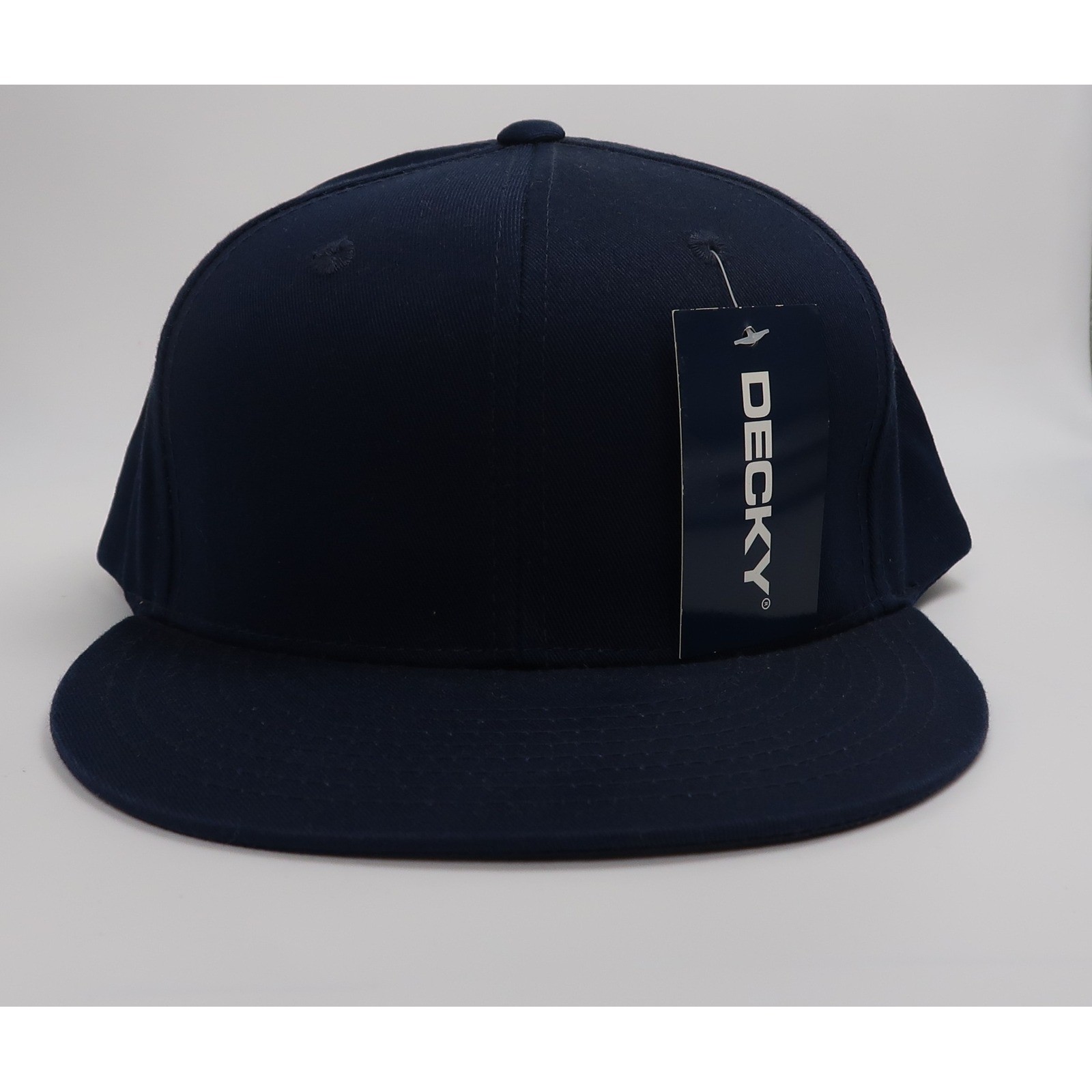Decky 361 Navy Blue Snapback Hat Flat Bill Blank Baseball Cap Mens One Size NWT