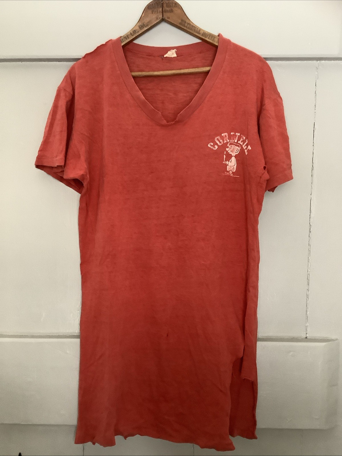 1950s Champion Running Man Cornell University Sleep Shirt Long T-Shirt ~ Rare!