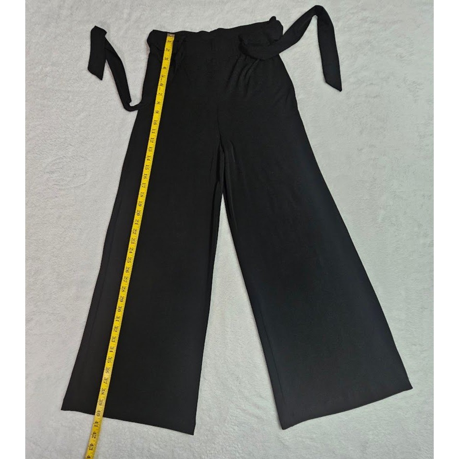 Dressbarn Womens Black Wide Leg Tie Waist Palazzo Pants Small Made in USA
