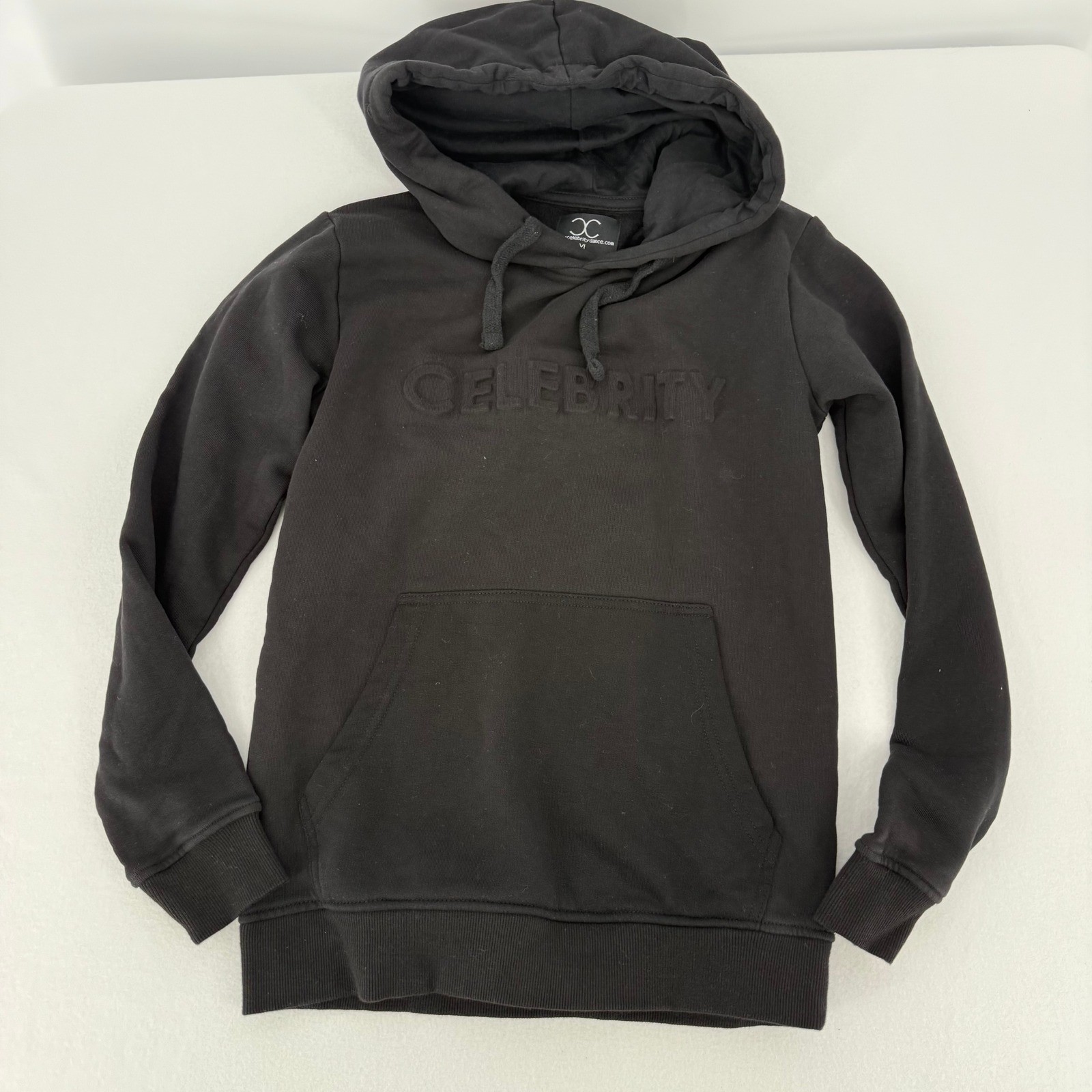 Celebrity Dance Hoodie Kids Youth Large Black Embossed Logo Pullover Sweatshirt