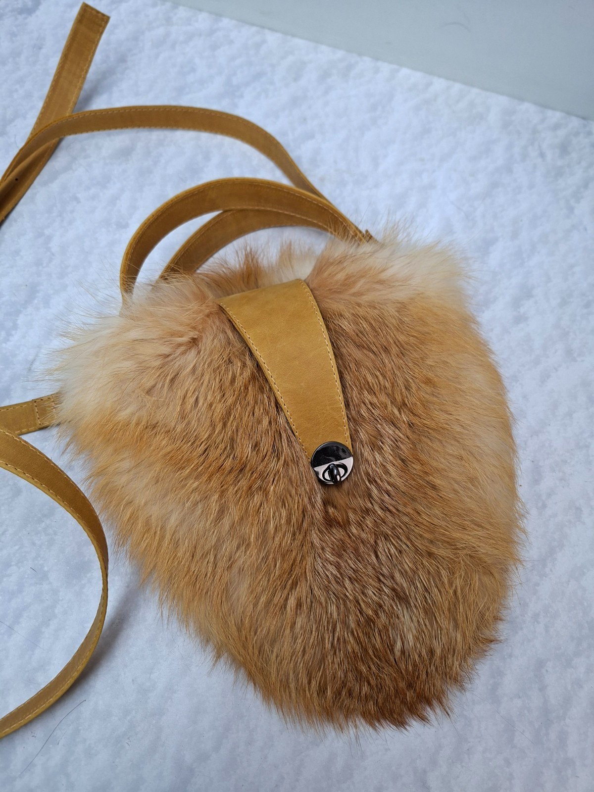 Exclusive red fox fur bag Crossbody bag Genuine leather purse gift for women
