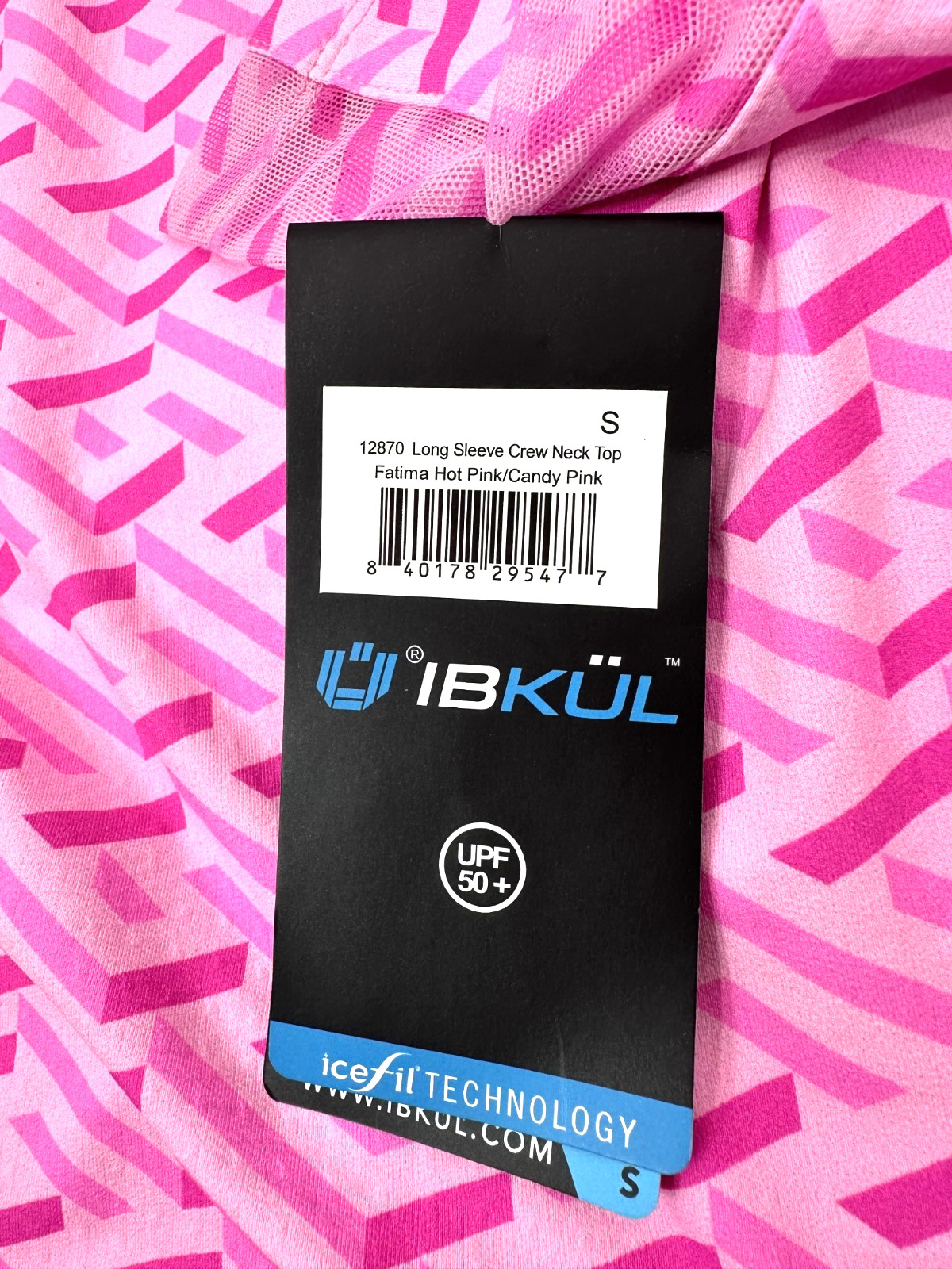 $90 IBKUL Women’s Long Sleeve Crew Neck Top-Fatima Hot Pink/Candy Pink-Small-New