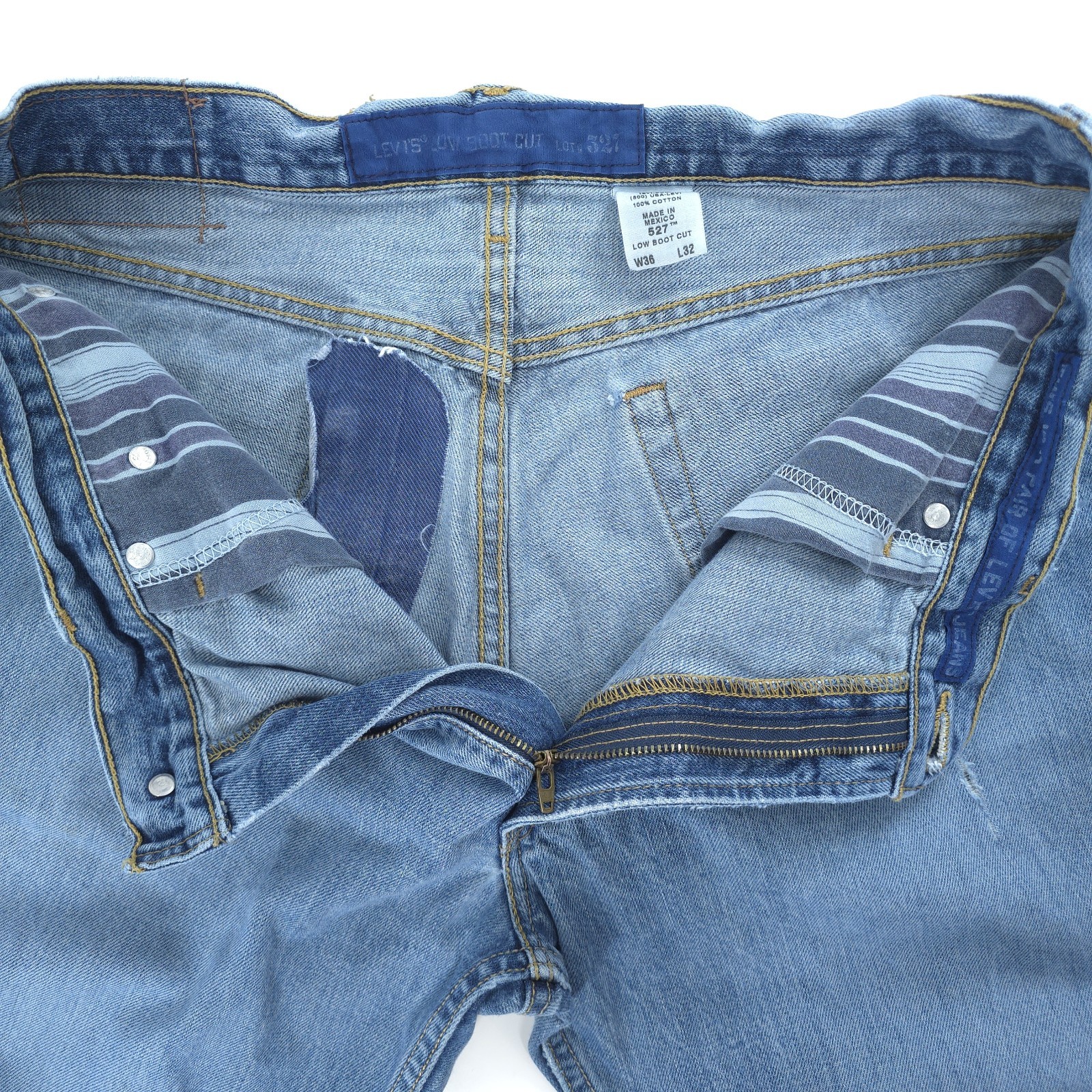Levis Low Boot Cut 527 Jeans 36×32 Mens Low Rise Distressed 00s Alternative Y2K