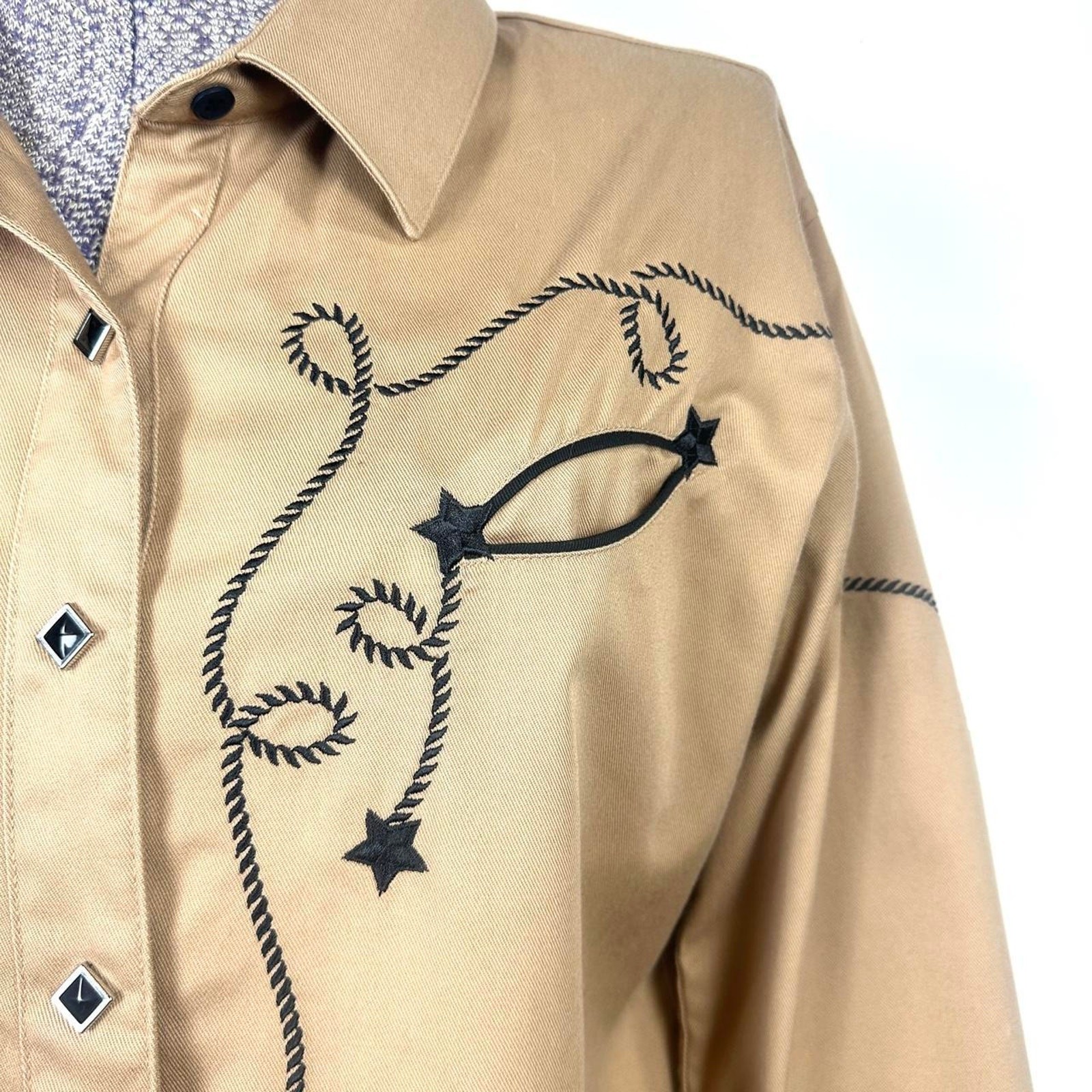 Vintage Brown Panhandle Slim Snap Western Shirt Size Large