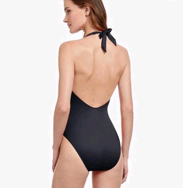 Gottex Classics Liv Halter Deep Plunge V-Neck One-Piece, Women’s Size 8, Black