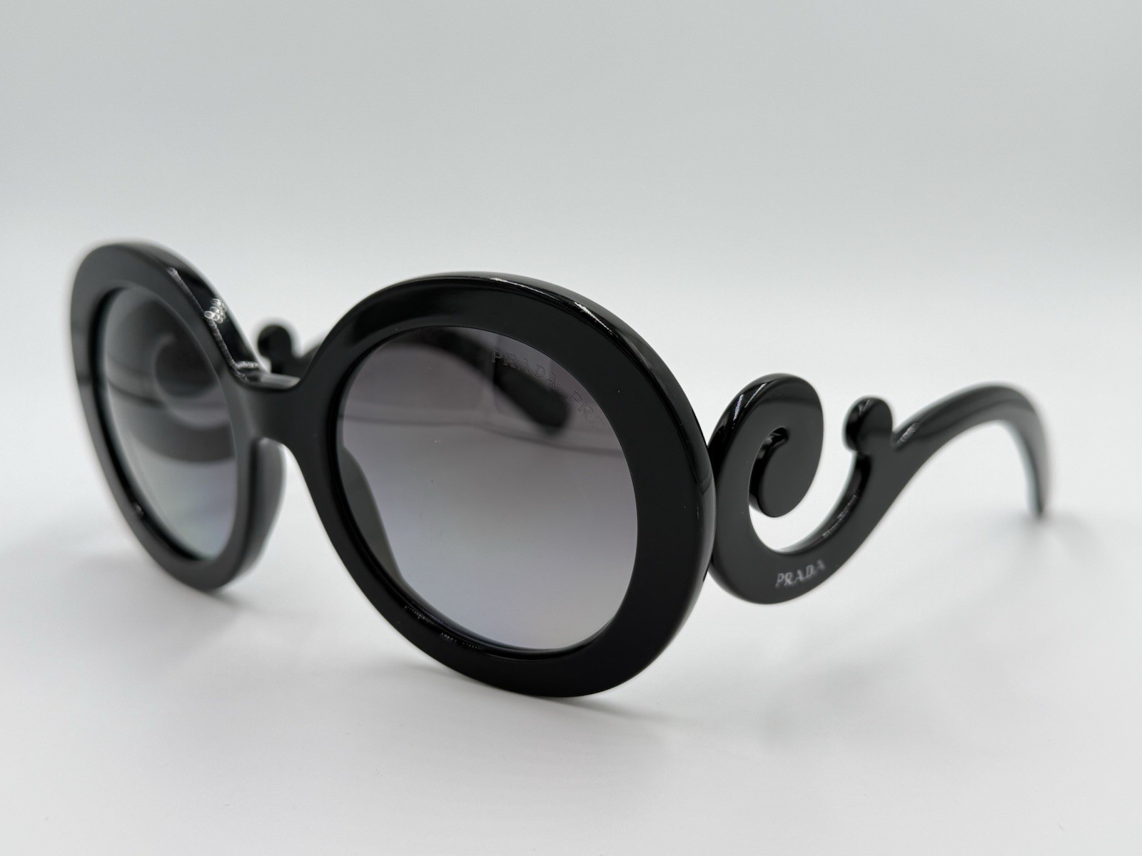 PRADA SPR27N 1AB-5W1 BAROQUE Gloss black/Gray POLARIZED AUTHENTIC ITALY