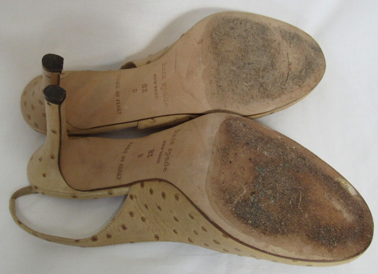 Kate Spade Brown Ostrich Slingback Heels Size 8.5 B EUC