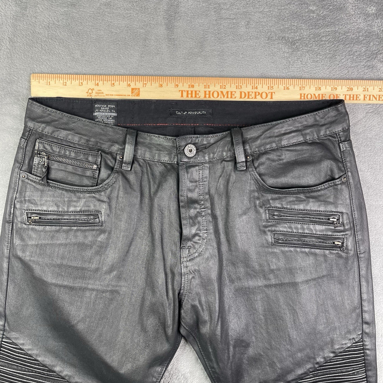Cult Of Individuality Jeans Mens 38×34 Greaser Rocker Rebel Cycle Wax Denim Moto