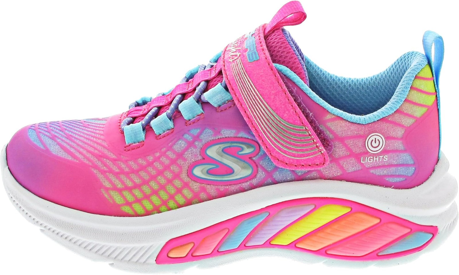 Skechers Girls Rainbow Cruisers-Rainbow Reflectin – Hot Pink/Multi – 1 Little Ki