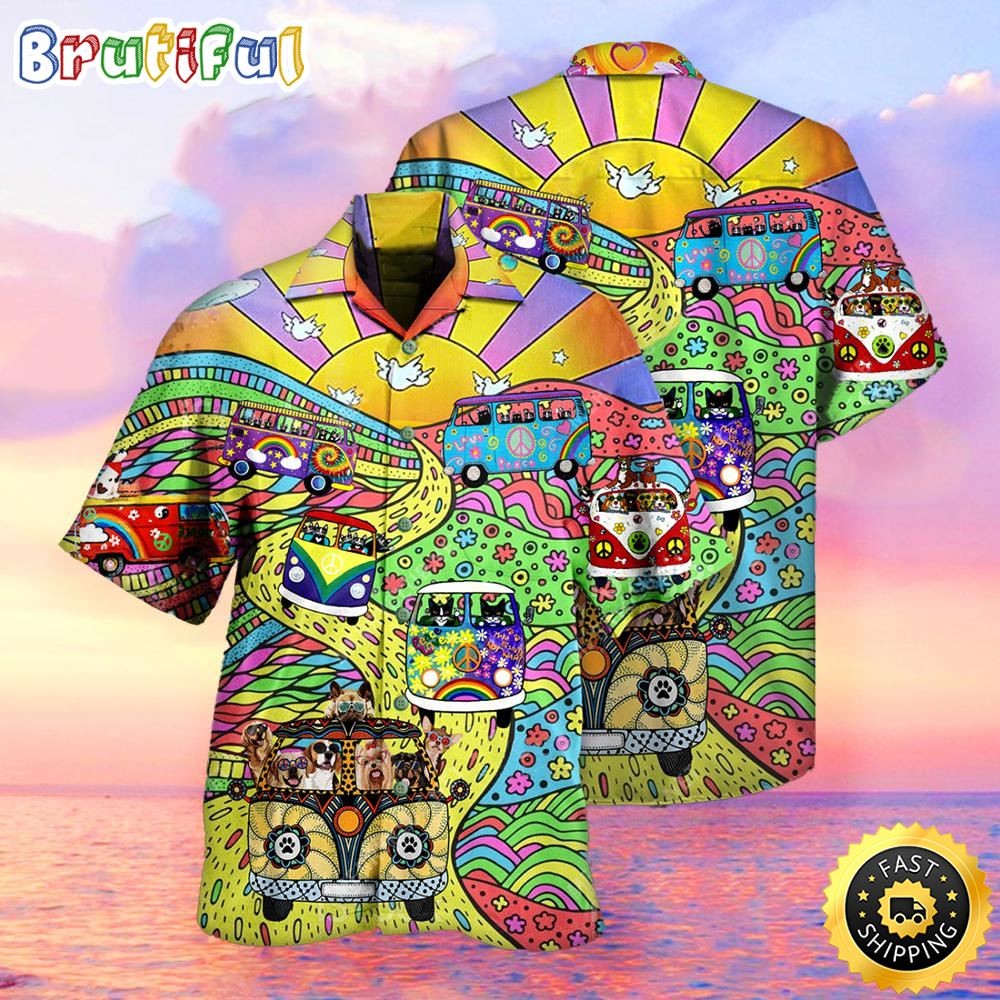 Gift For Pet Lover Trippie Hippie Summer Funny Cat Dog Aloha Hawaiian Shirts
