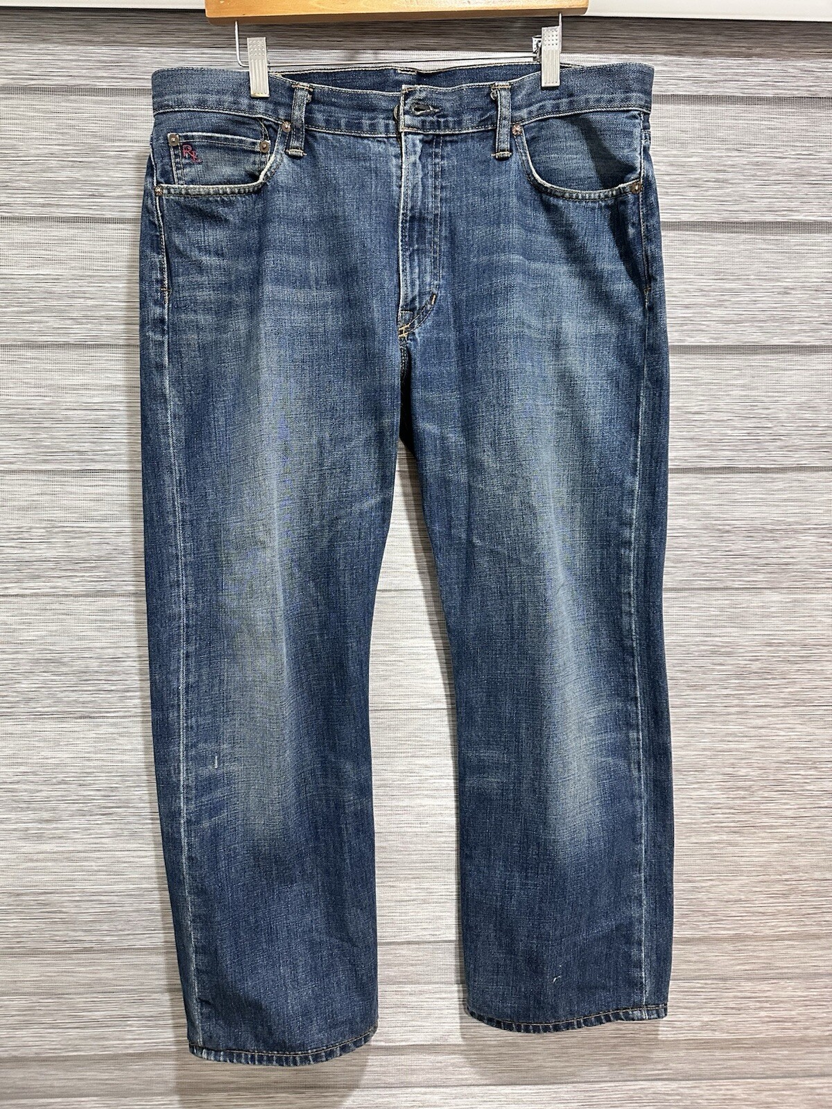 Mens Ralph Lauren Vintage 67 Blue Wash Jeans Size 36×30 Cotton Denim