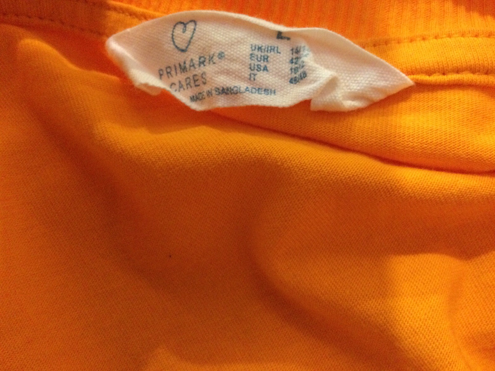 PRIMARK Bright Orange Round Neck Cotton Jumper U.K. 14-16