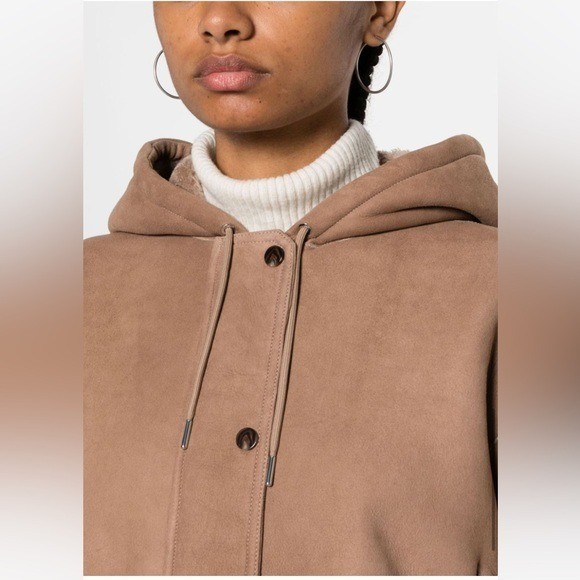 THEORY***Reversible Cropped Hooded Shearling Lamb Parka Coat***small $2395