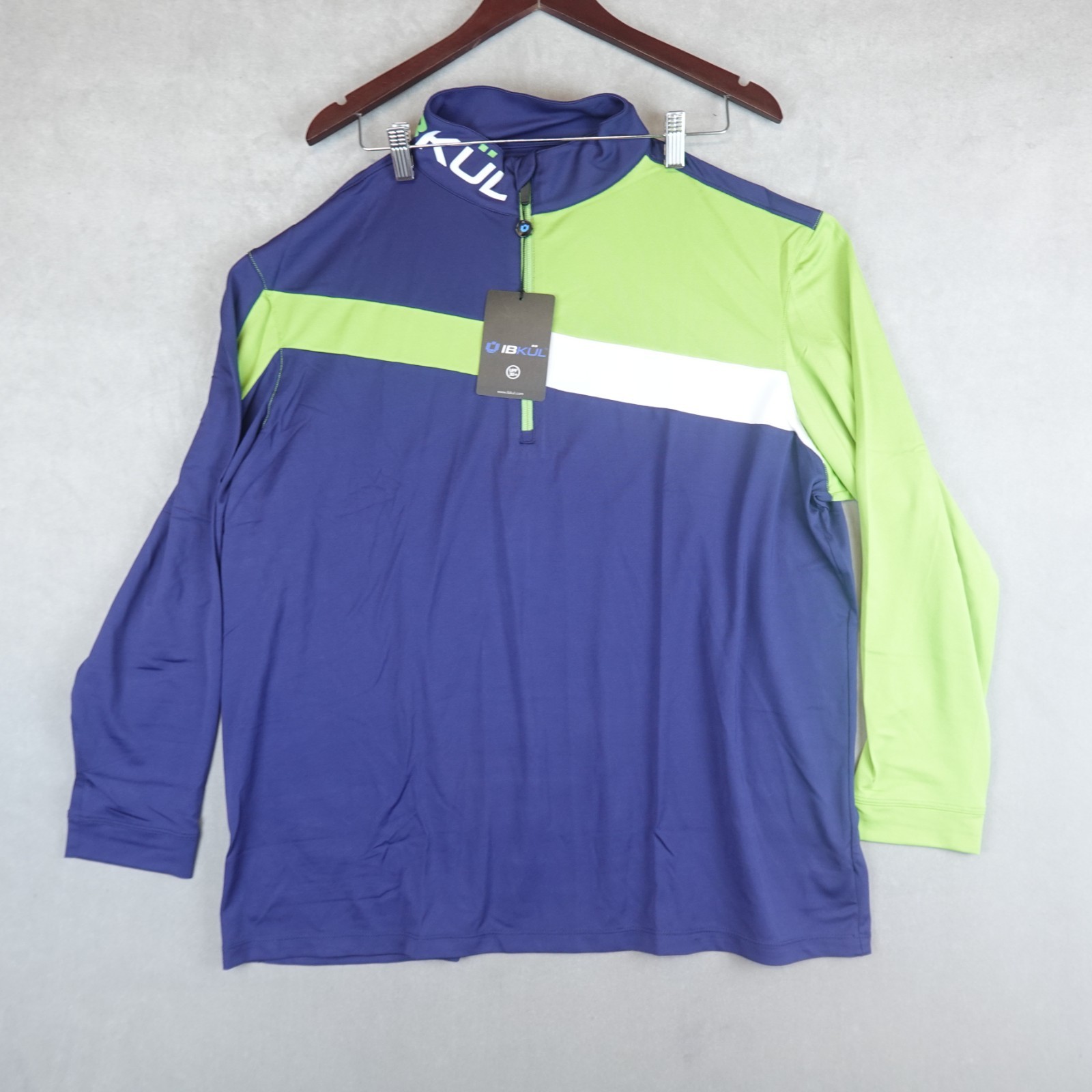 NWT IBKUL Pullover Wear UPF 30 Icefil Cooling Golf Mock Neck Performance Shirt