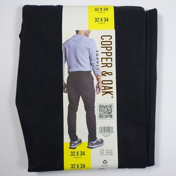 Copper and Oak Supply Co Mens 32×34 Black Straight Fit Tech Utility Pants