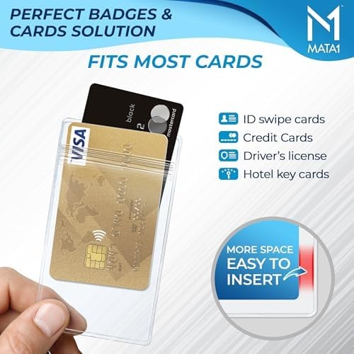 -USA Extra-Thick Vertical ID Name Badge Holder (Clear, 2.25×3.5 Inch, 100 Pac…