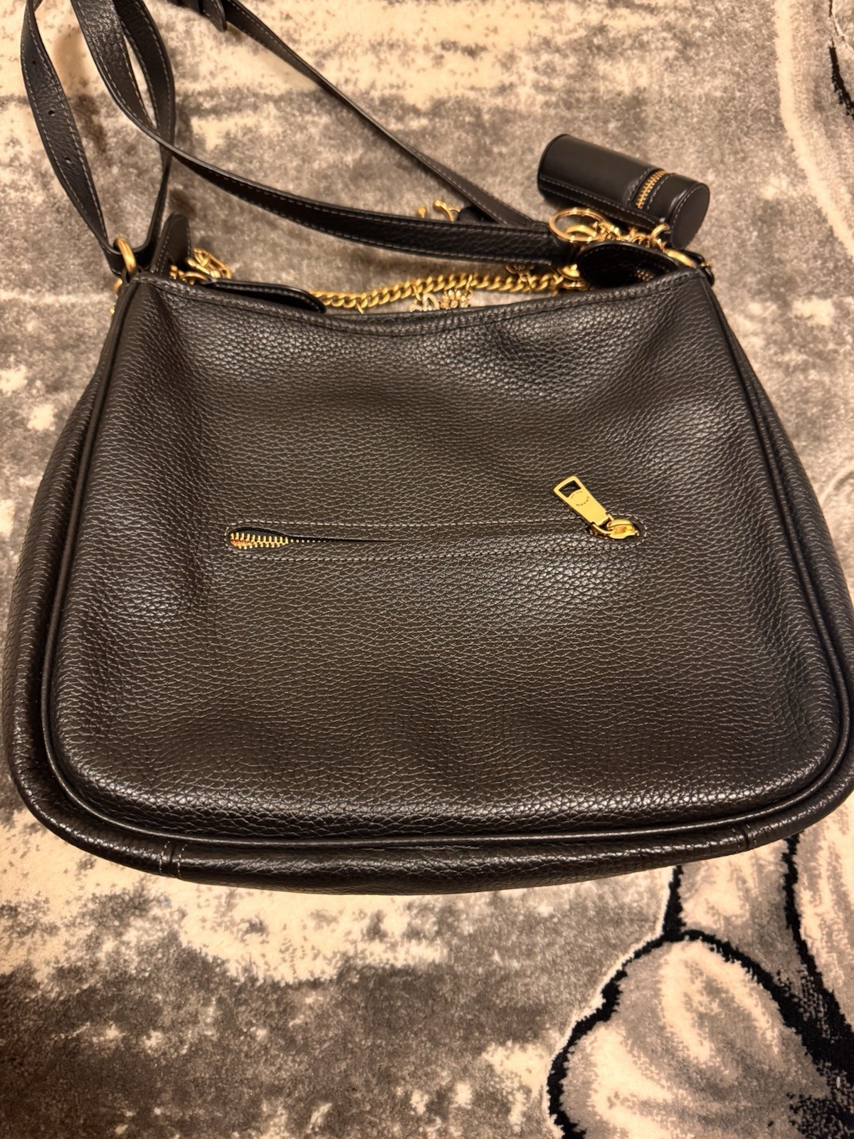 Coach Cary Large Black Pebbled Bag
