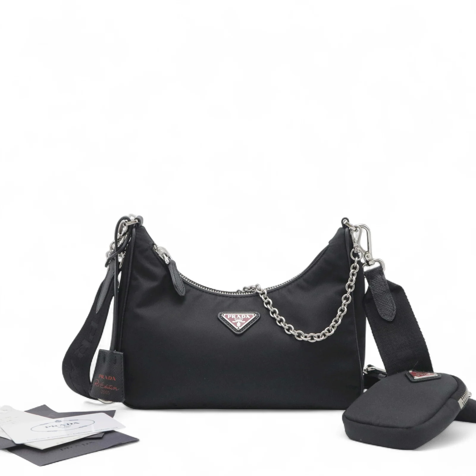 Prada Re Edition 2005 Shoulder Bag Black Tessuto Nylon (mm060526a5r)