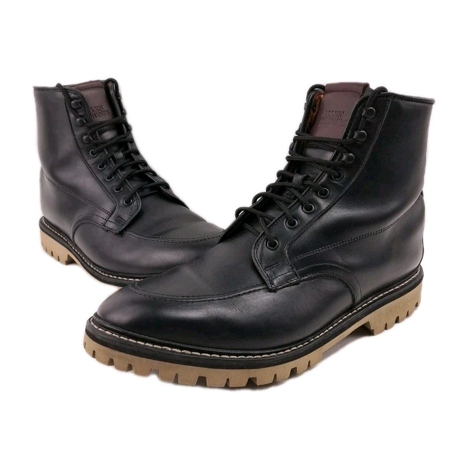 Allen Edmonds Mens Black Leather Moc Toe Work Boots Wedge Sole Size See Picture