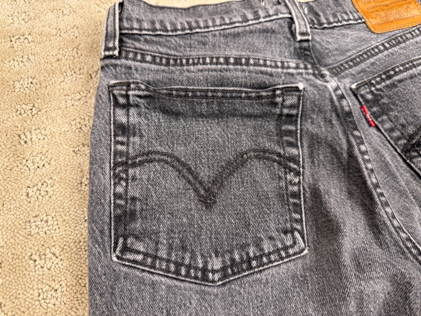 Woman’s Levi’s Wedgie Straight Premium Distressed Black Modern Big E 26×26 #1119