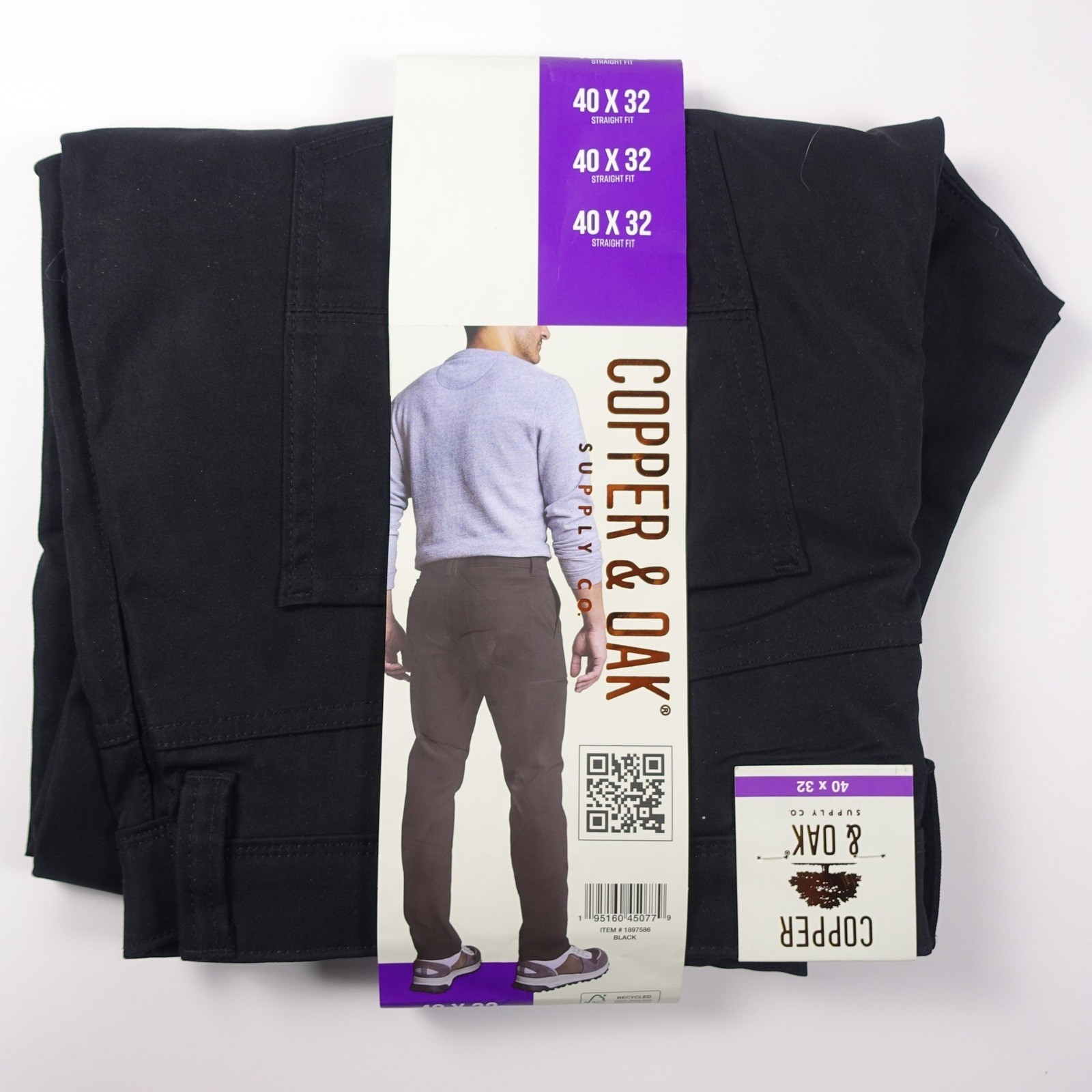 Copper and Oak Supply Co Utility Pants Men 40×32 Black Straight Fit Tech Stretch