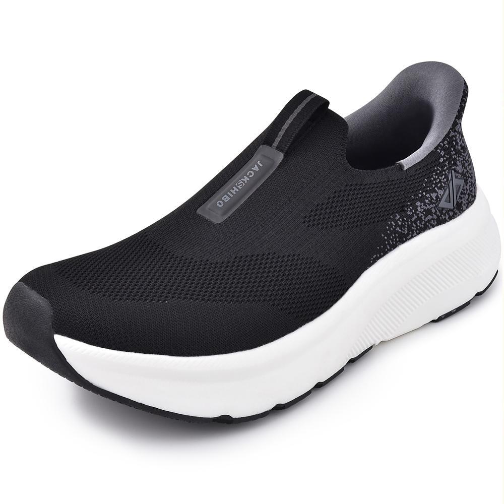 JACKSHIBO Mens Wide Toe Box Shoes Free up Hands Arch Support Orthopedic Sneakers