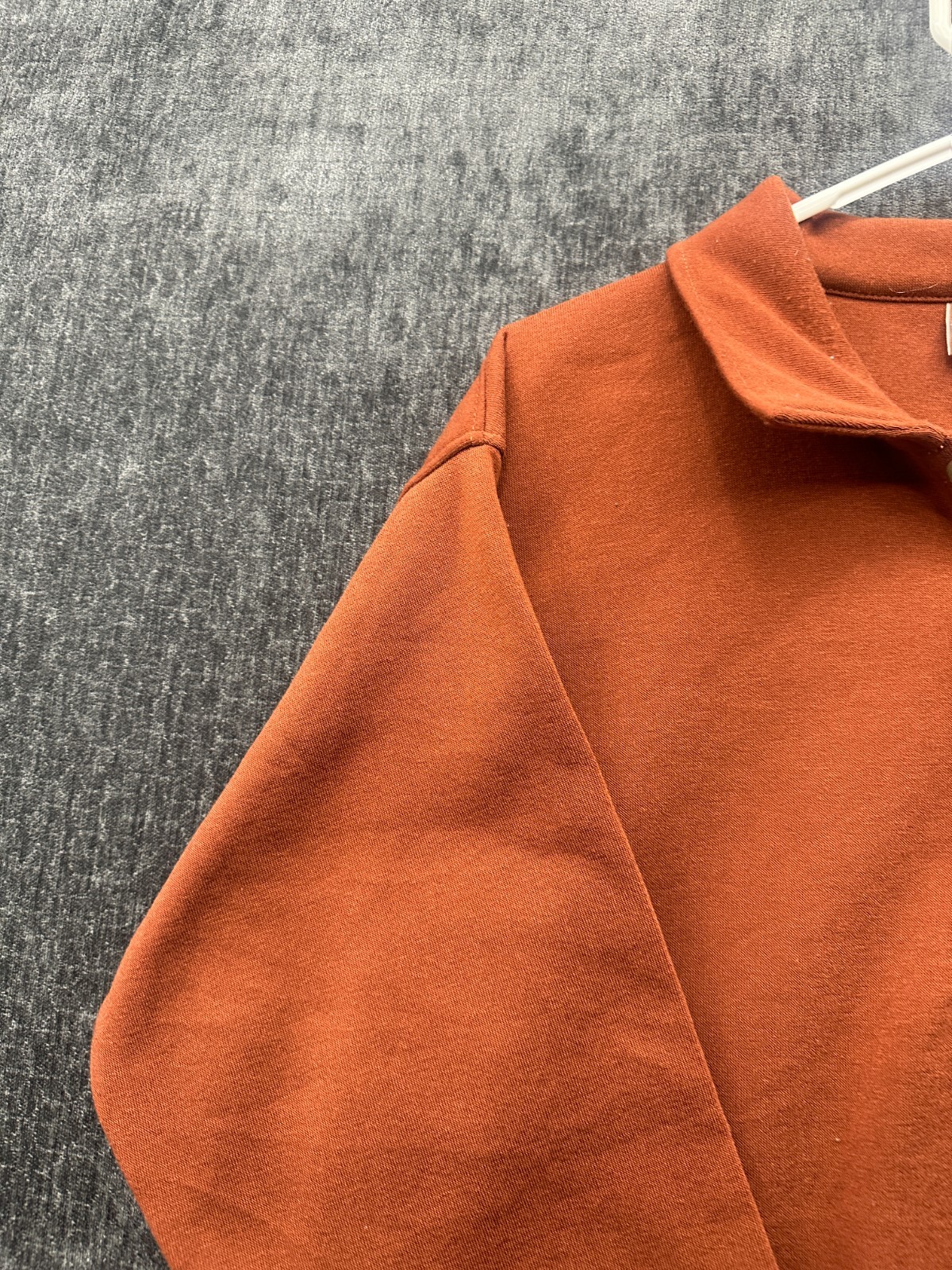 Comfort Casual Sweatshirt Mens Large Orange Knit Ribbed Collared Performance